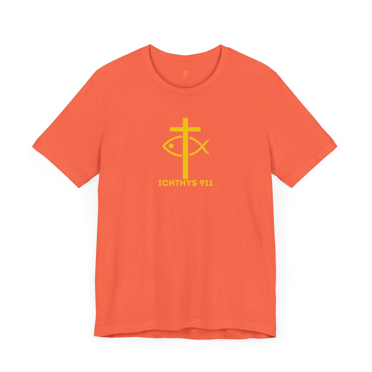 ICHTHYS 911 - "Roll With God Ride With Jesus" - Gold Font - Unisex T- Shirt - Lightweight 100% Cotton - Summer T - Arm Form Fitting - Men T- Shirt - Women T-Shirt - Christian T-Shirt