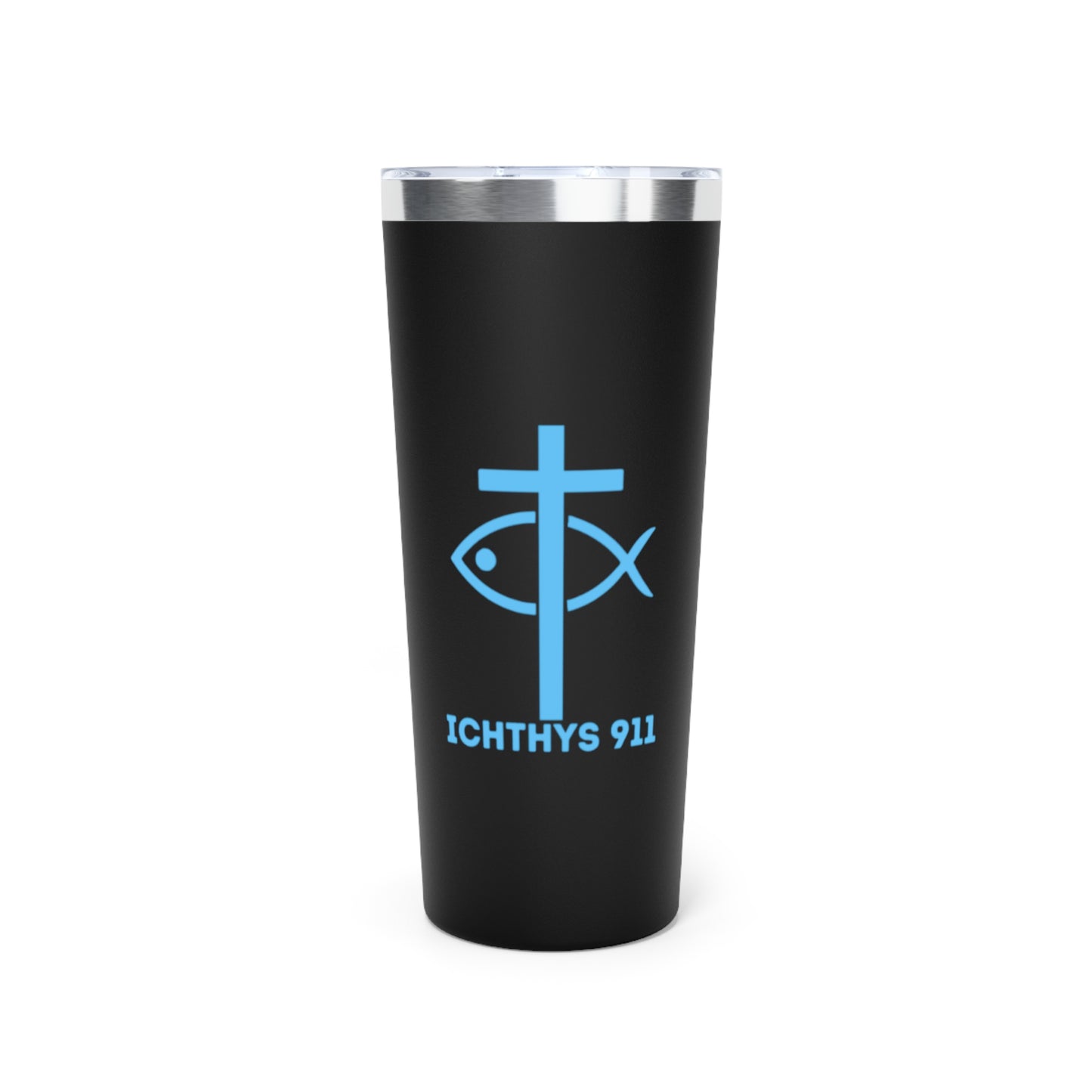 Faith-Inspired Copper Vacuum Insulated Tumbler - 22oz with ICHTHYS 911 Design