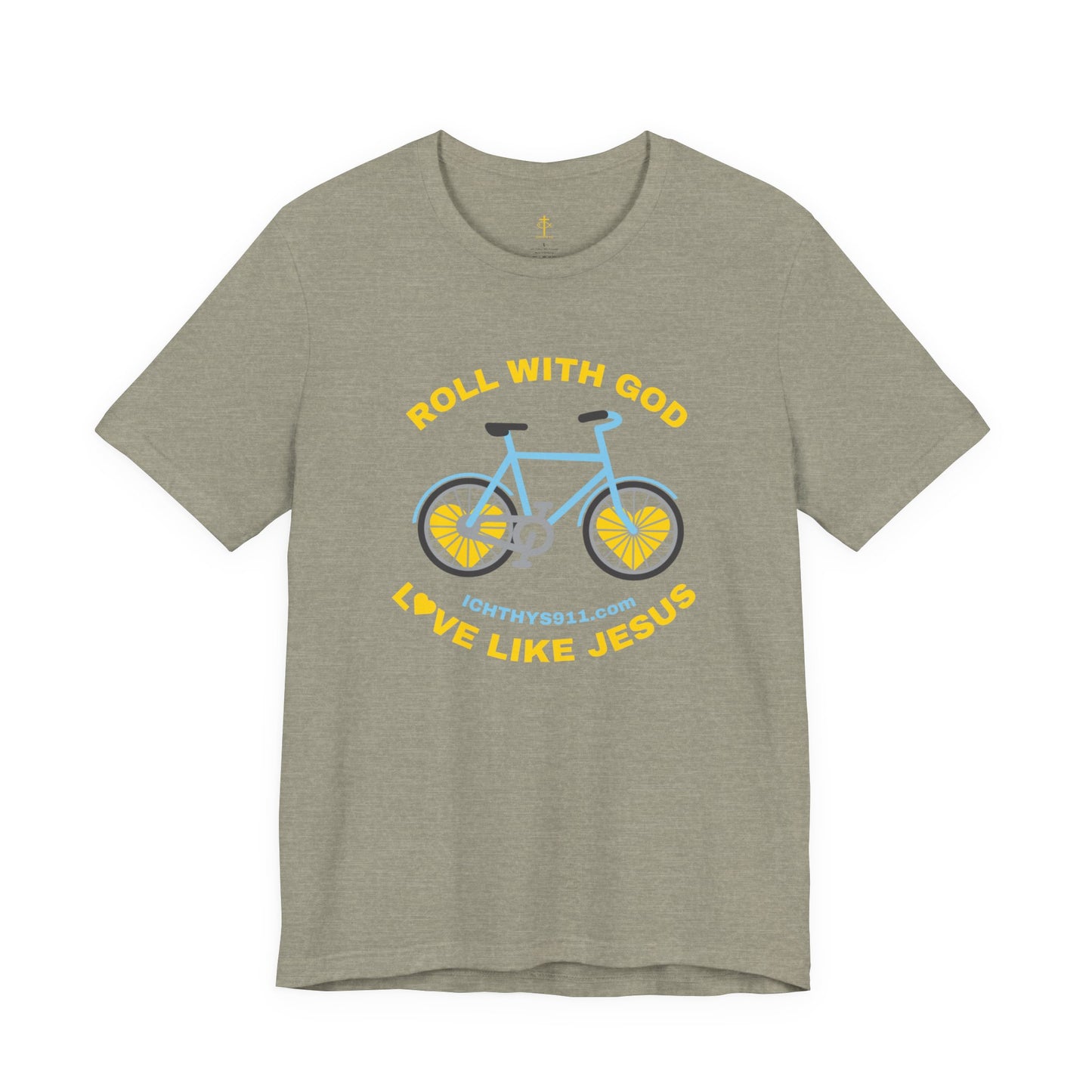 Roll With God Love Like Jesus - Reverse Design - Unisex T- Shirt - Lightweight 100% Cotton - Summer T - Arm Form Fitting - Men T- Shirt - Women T-Shirt - Christian T-Shirt - Love Like Jesus ICHTHYS 911