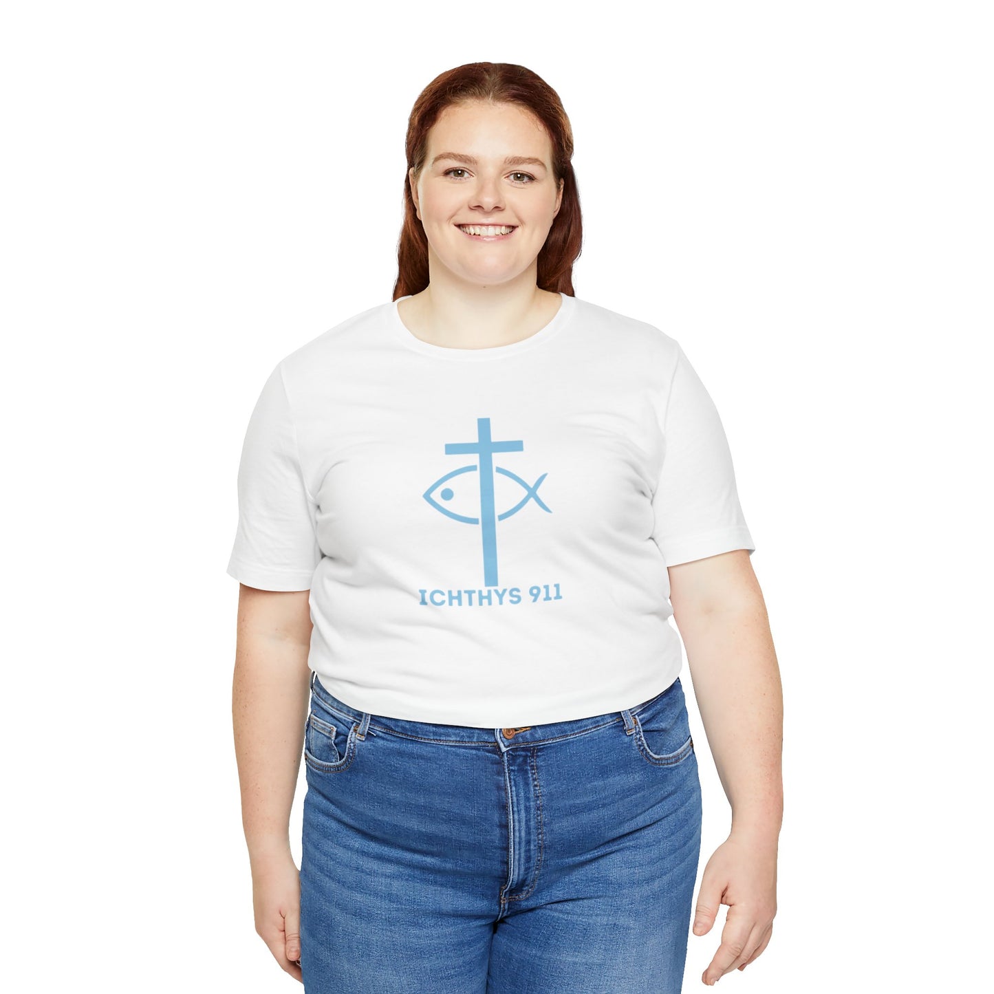 Roll With God Ride With Jesus - Blue Font - Unisex T- Shirt - Lightweight 100% Cotton - Summer T - Arm Form Fitting - Men T- Shirt - Women T-Shirt - Christian T-Shirt - Love Like Jesus -  ICHTHYS 911