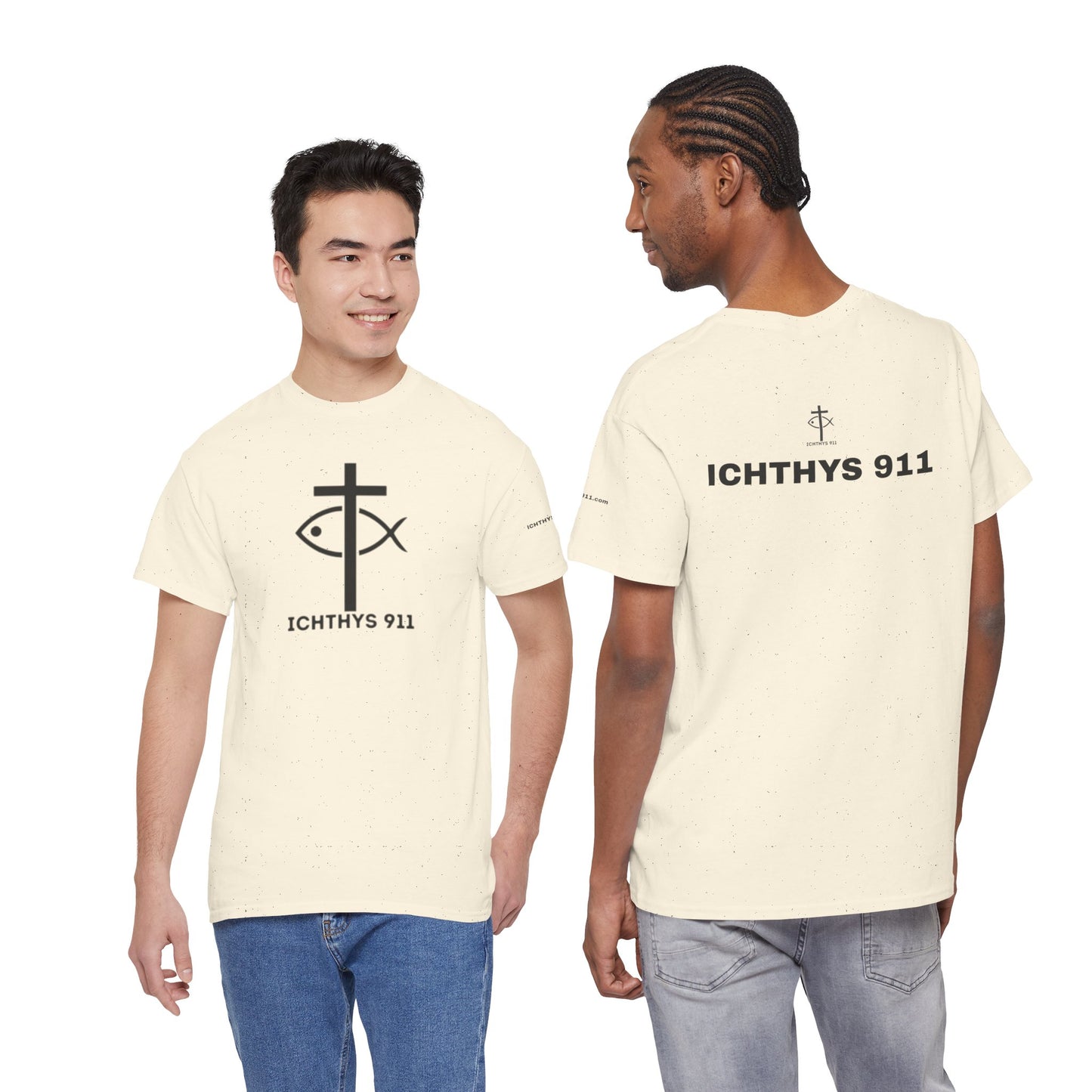 Authentic Design - Unisex T-Shirt - Heavy Cotton T-Shirt - Jesus Fish - Men's T-Shirt - Women T-Shirt Christian Faith - Unisex Clothing - ICHTHYS 911