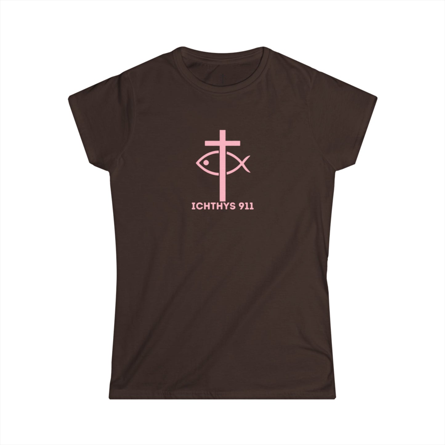 ICHTHYS 911 Pink Font "Love, Hope, Faith - Love is the Greatest" - Semi Fitted - Inspirational Faith Tee for Women - Wear Your Faith - 1 Corinthians