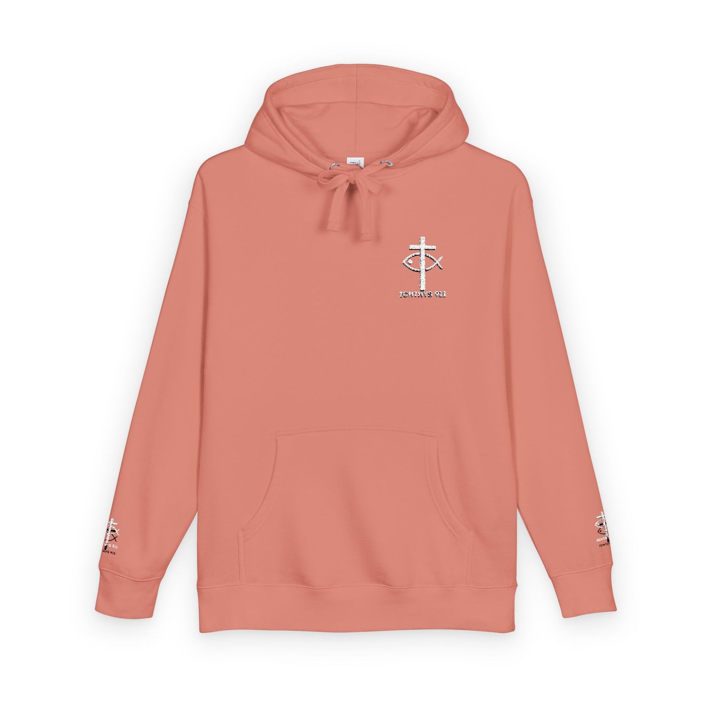ICHTHYS 911 Embroidery Hoodie Pullover - Unsex - Elevated Embroider Gift for Her or Him - Christian Wear