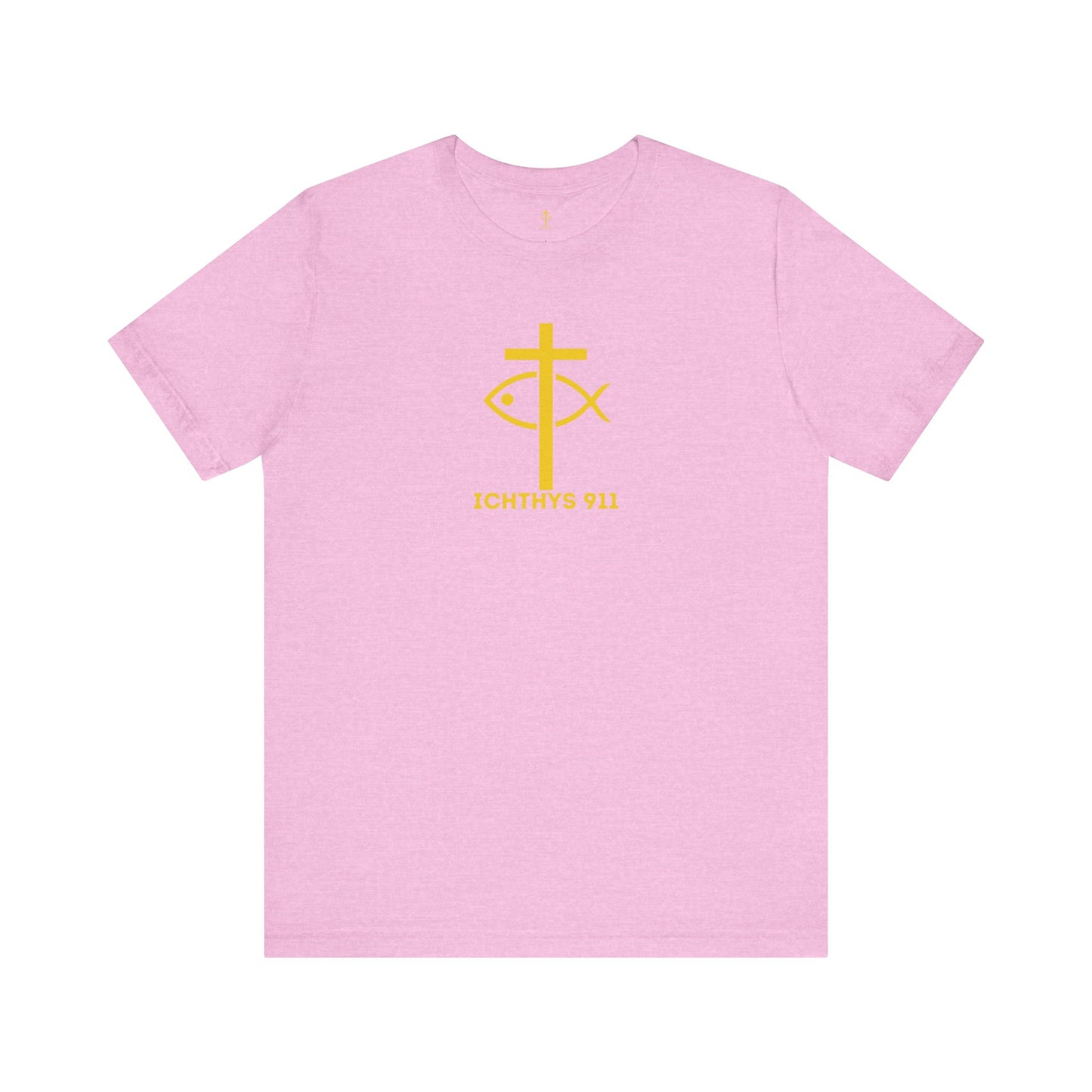 ICHTHYS 911 - "Roll With God Ride With Jesus" - Gold Font - Unisex T- Shirt - Lightweight 100% Cotton - Summer T - Arm Form Fitting - Men T- Shirt - Women T-Shirt - Christian T-Shirt