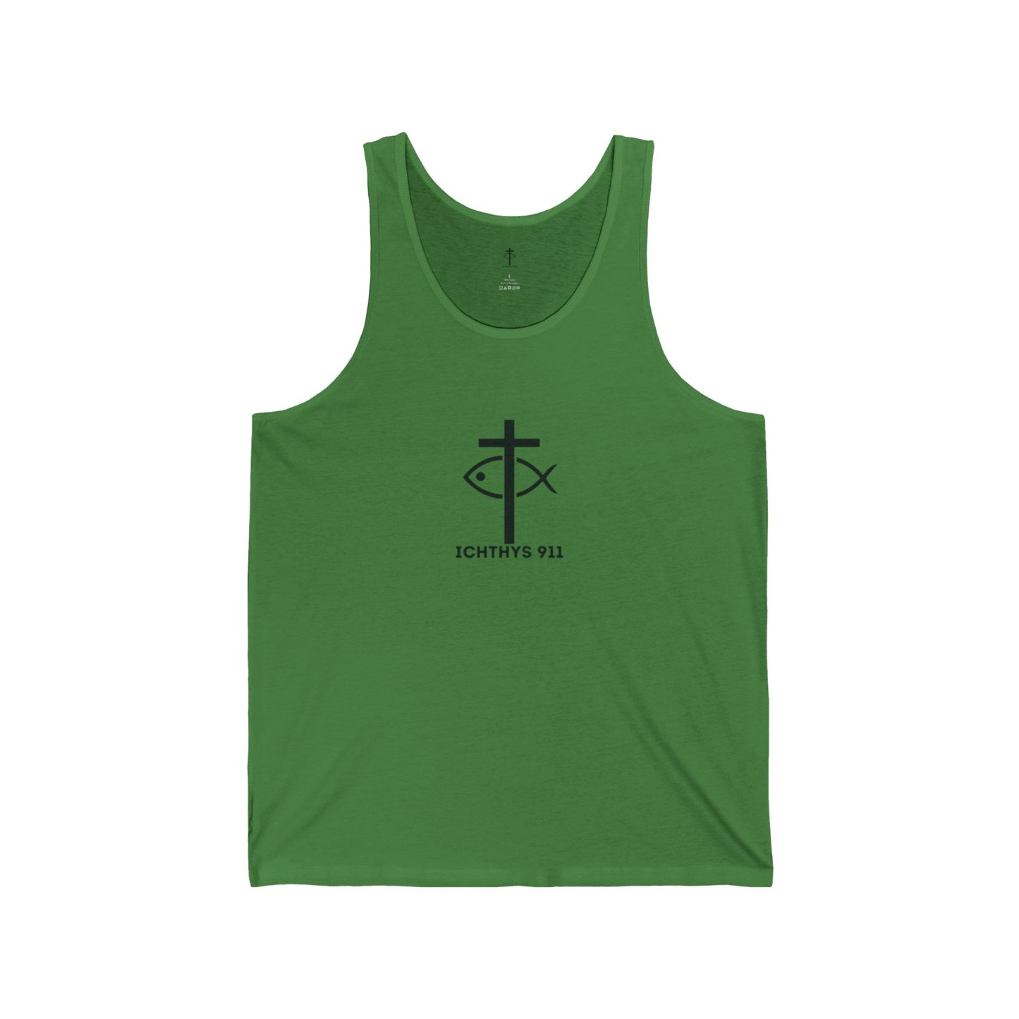 ICHTHYS 911 - Jersey Tank Badge Logo - Casual Christian Symbol Graphic Tee - Unisex