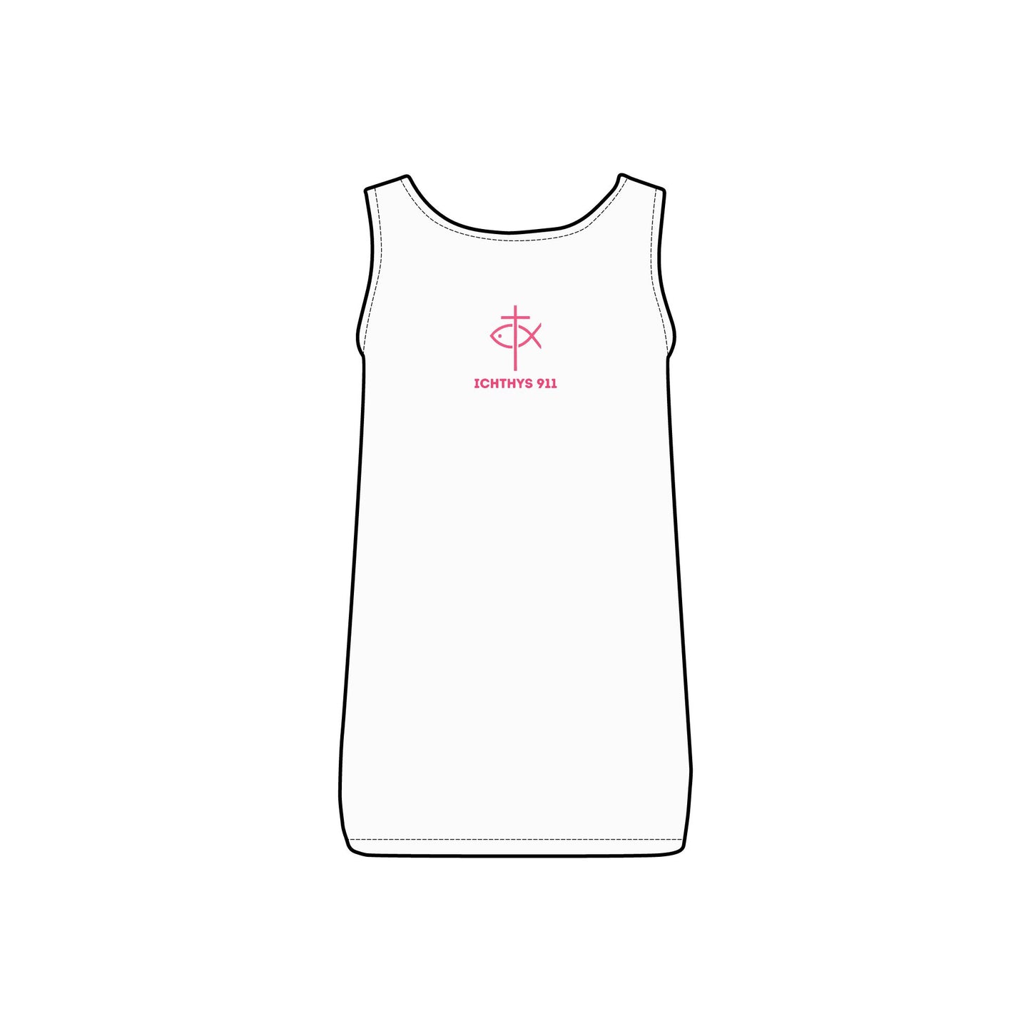 ICHTHYS 911 - Pink Font "Authentic Design" - Women's Micro Ribbed Tank - Work Out Gear - Gym Fit - Casual Fashion