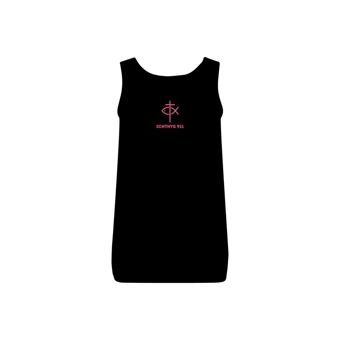 ICHTHYS 911 - Pink Font "Authentic Design" - Women's Micro Ribbed Tank - Work Out Gear - Gym Fit - Casual Fashion