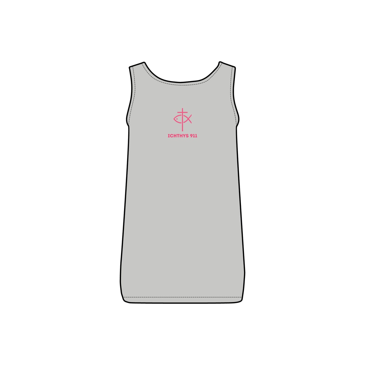 ICHTHYS 911 - Pink Font "Authentic Design" - Women's Micro Ribbed Tank - Work Out Gear - Gym Fit - Casual Fashion