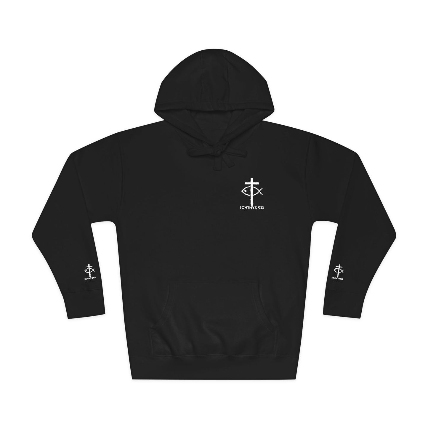 ICHTHYS 911 Embroidery Hoodie Pullover - Unsex - Elevated Embroider Gift for Her or Him - Christian Wear