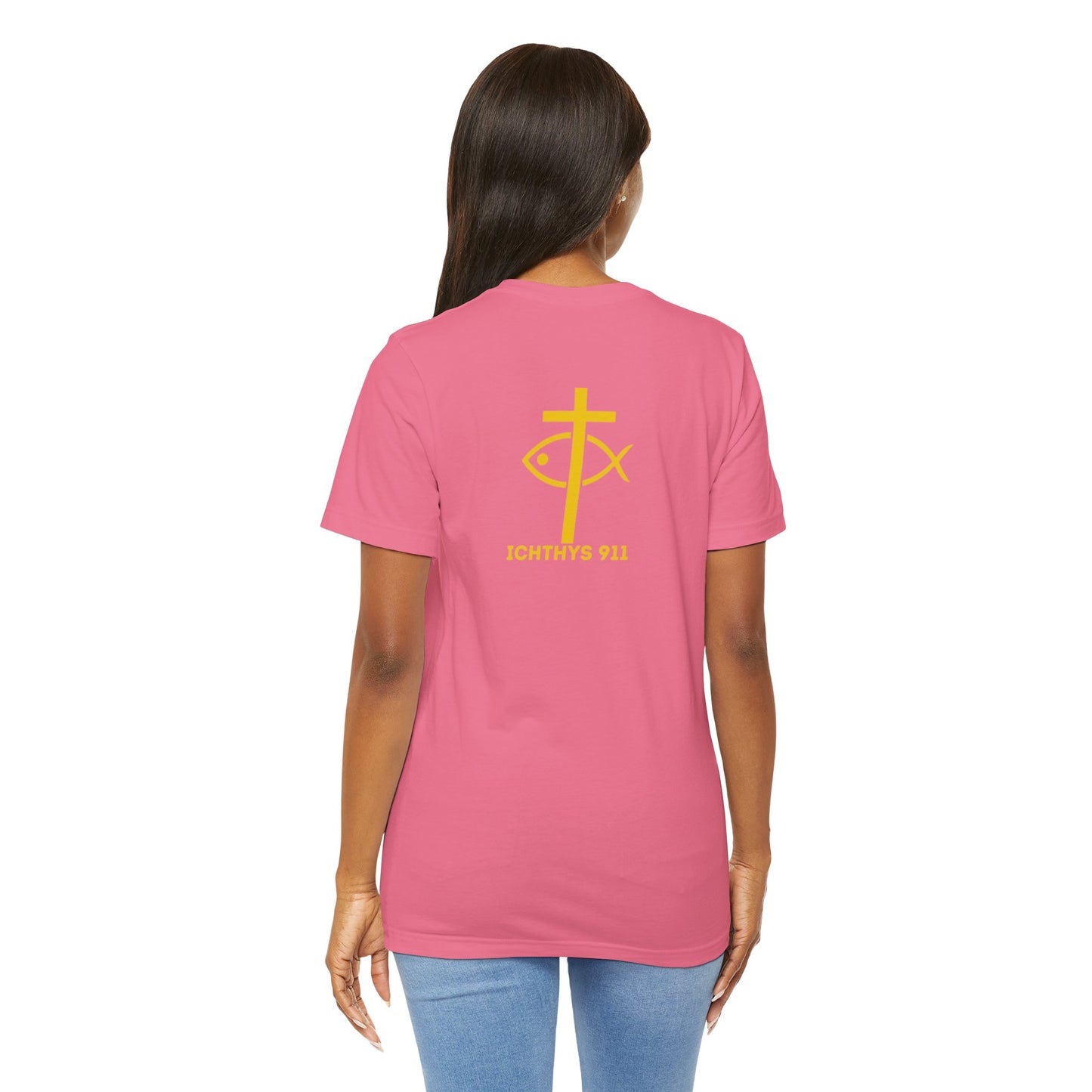 Roll With God Love Like Jesus - Reverse Design - Unisex T- Shirt - Lightweight 100% Cotton - Summer T - Arm Form Fitting - Men T- Shirt - Women T-Shirt - Christian T-Shirt - Love Like Jesus ICHTHYS 911