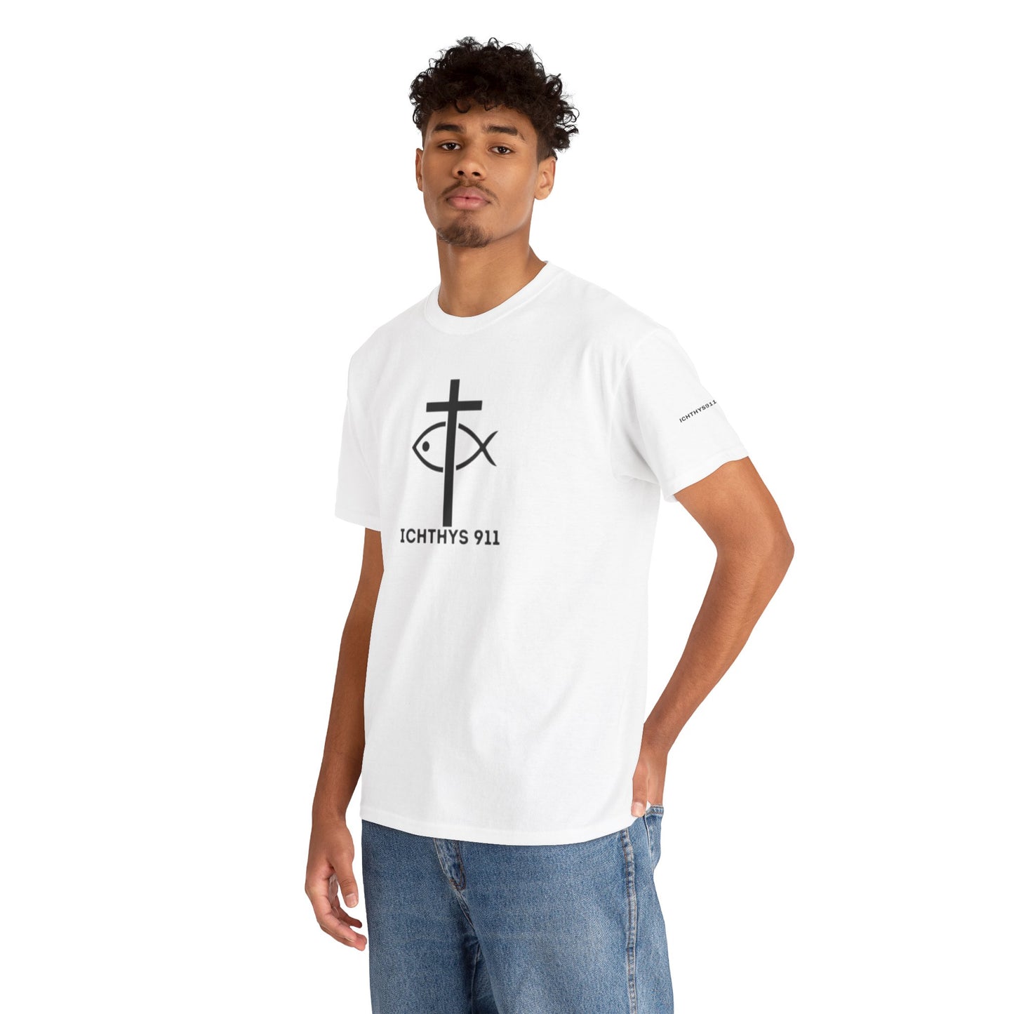Authentic Design - Unisex T-Shirt - Heavy Cotton T-Shirt - Jesus Fish - Men's T-Shirt - Women T-Shirt Christian Faith - Unisex Clothing - ICHTHYS 911