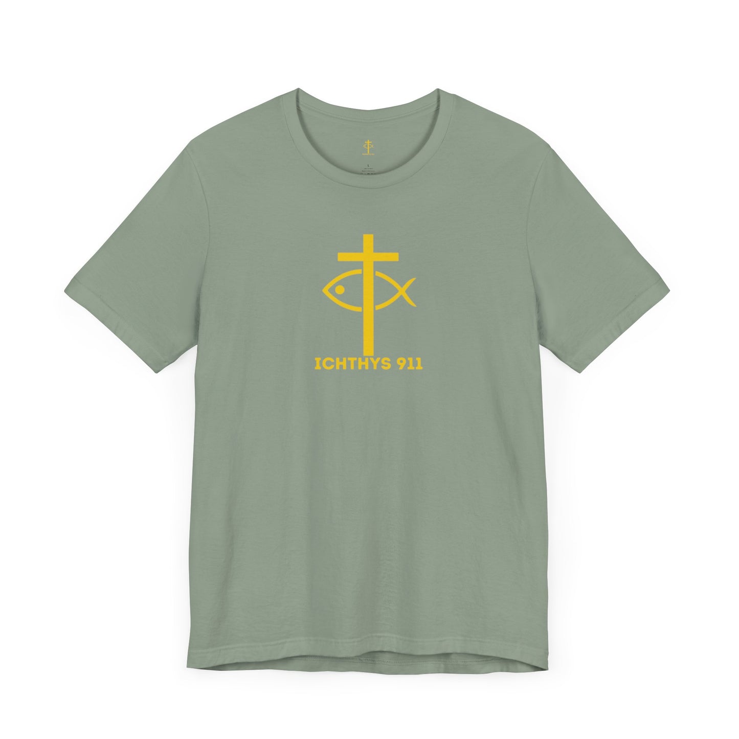 ICHTHYS 911 - "Roll With God Ride With Jesus" - Gold Font - Unisex T- Shirt - Lightweight 100% Cotton - Summer T - Arm Form Fitting - Men T- Shirt - Women T-Shirt - Christian T-Shirt