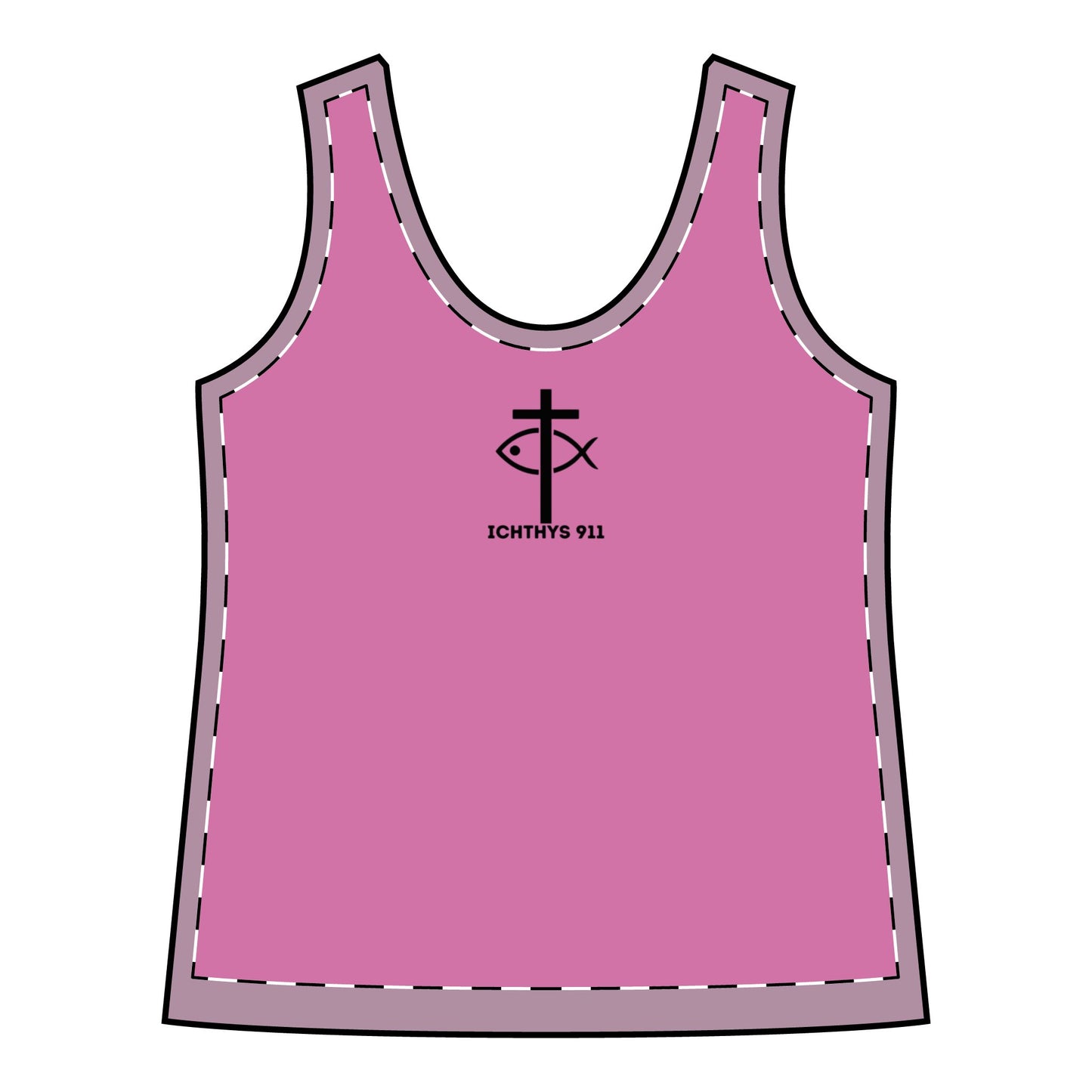 ICHTHYS 911 Black Font "Run With Endurance Hebrew 12:1" - Sporty Racerback Tank for Women - Perfect for Active Lifestyle & Casual Wear -Women T-Shirt - Tank