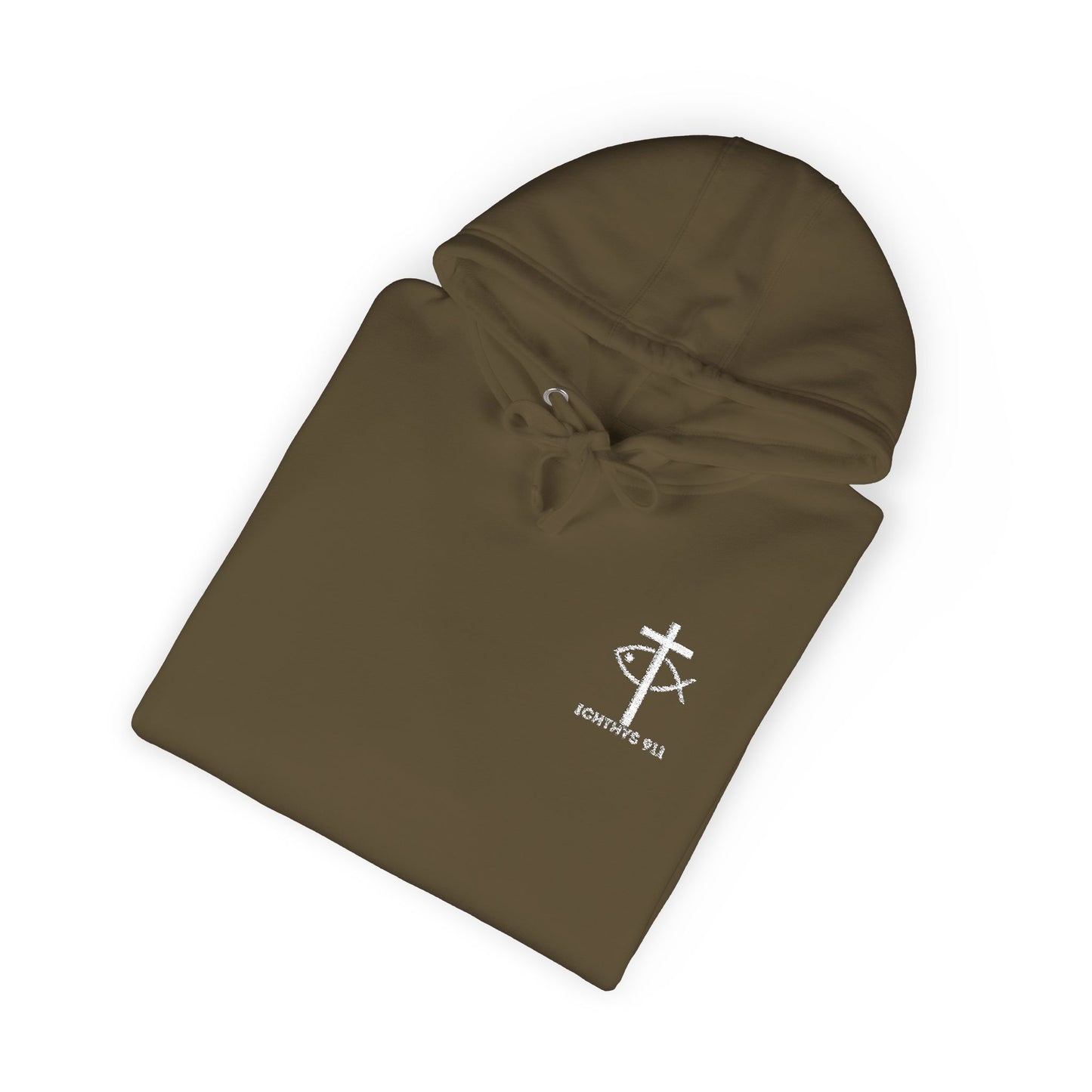 ICHTHYS 911 Embroidery Hoodie Pullover - Unsex - Elevated Embroider Gift for Her or Him - Christian Wear