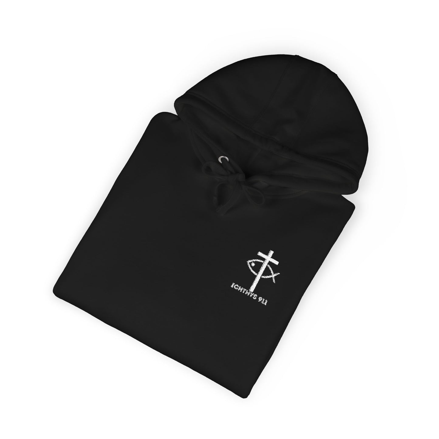 ICHTHYS 911 Embroidery Hoodie Pullover - Unsex - Elevated Embroider Gift for Her or Him - Christian Wear