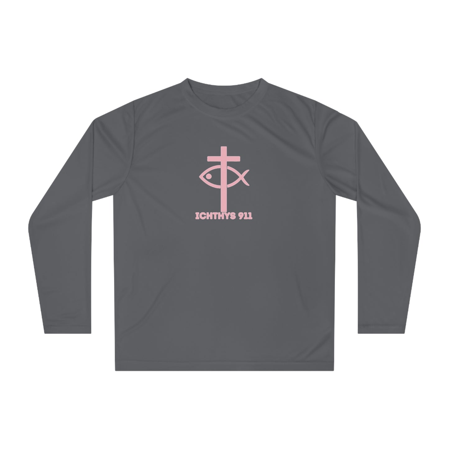 ICHTHYS 911 "Strength Through Christ Philippians 4:13" - Unisex Performance Long Sleeve Shirt - Men - Women - 100% Moisture-Wicking Poly - Christian Activewear