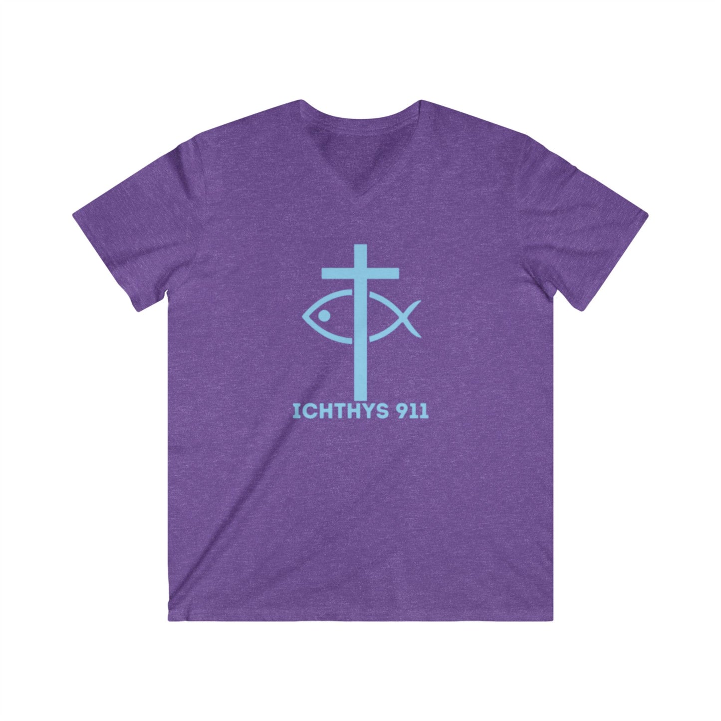 13th Disciple Christian Theme Men's V-Neck Tee - Faith-Inspired Short Sleeve T-Shirt ICHTHYS 911 t-shirts featuring “13th Disciple” on the back (or front) and  ICHTHYS 911 logo on the opposite side. (Copy)