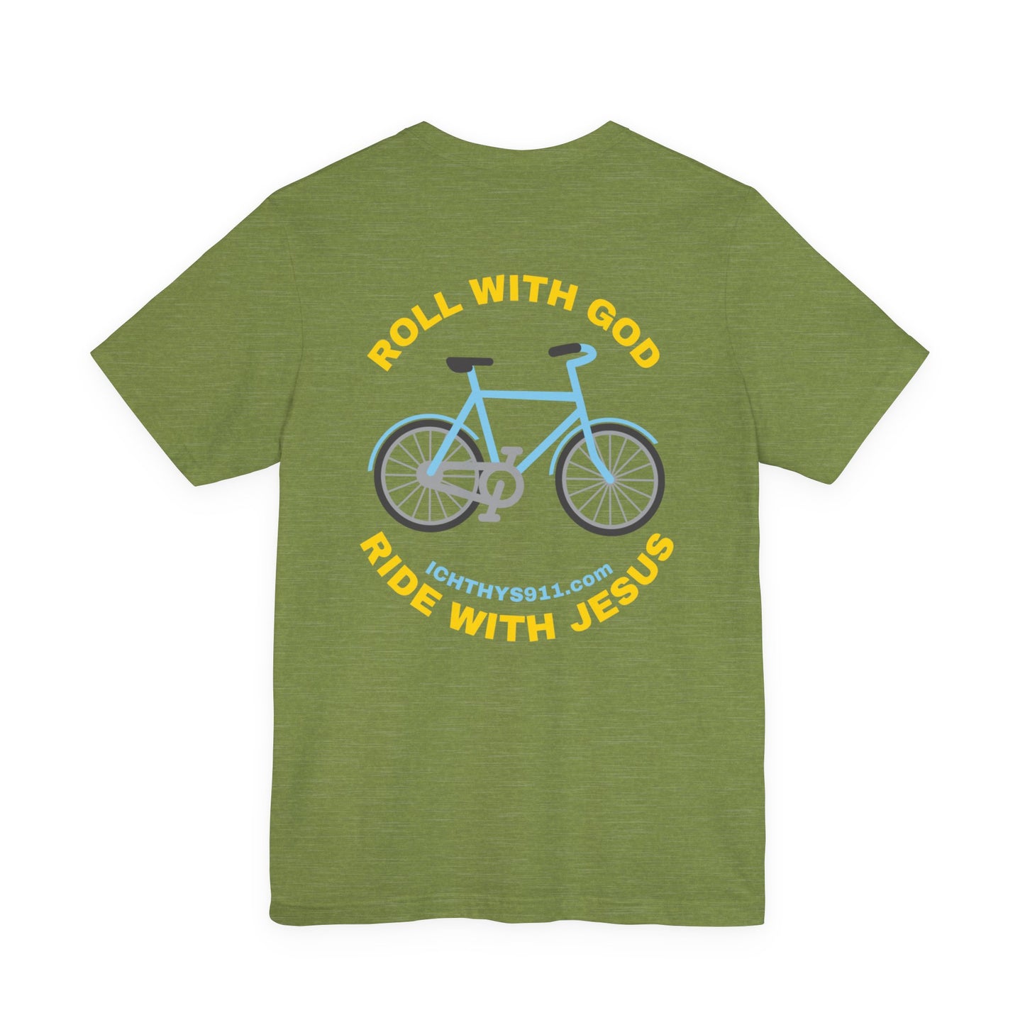 "Roll With God Ride With Jesus" - Gold Font - Unisex T- Shirt - Lightweight 100% Cotton - Summer T - Arm Form Fitting - Men T- Shirt - Women T-Shirt - Christian T-Shirt - ICHTHYS 911