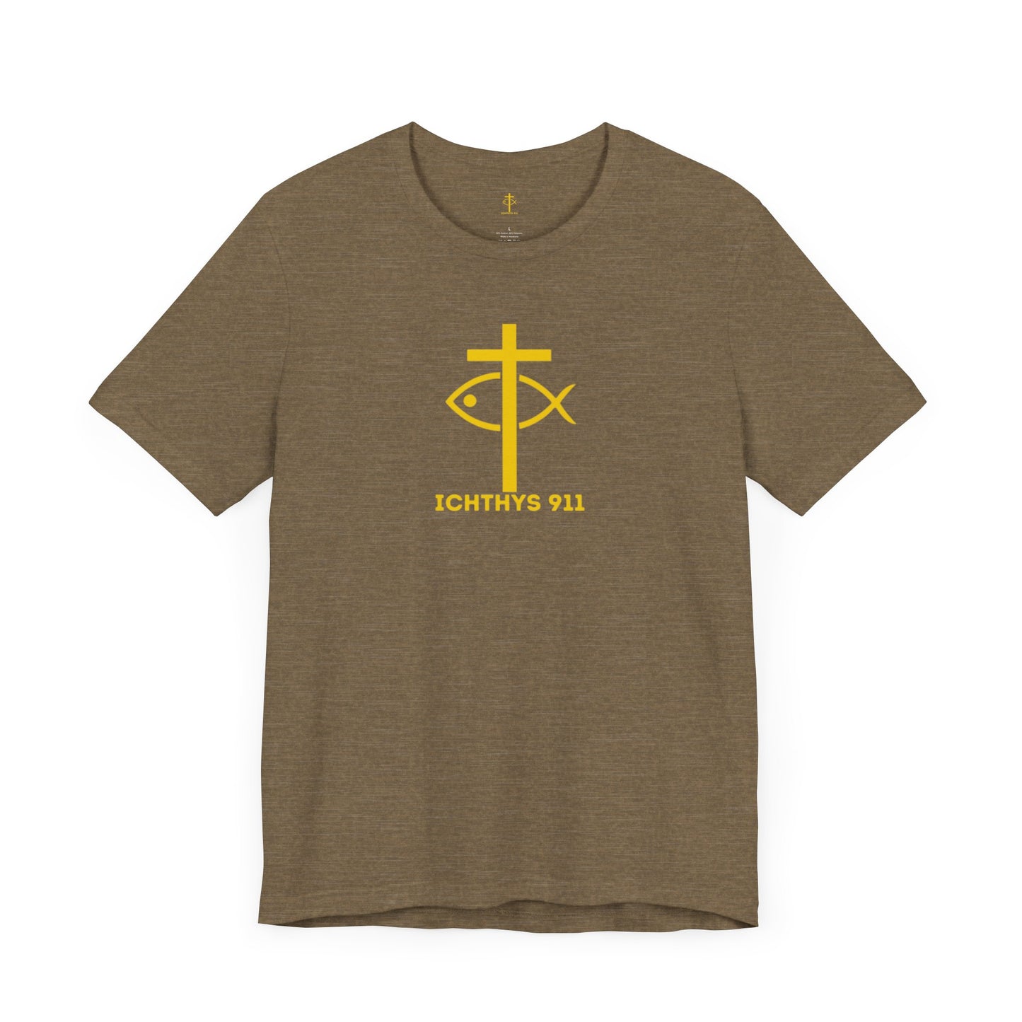 ICHTHYS 911 - "Roll With God Ride With Jesus" - Gold Font - Unisex T- Shirt - Lightweight 100% Cotton - Summer T - Arm Form Fitting - Men T- Shirt - Women T-Shirt - Christian T-Shirt