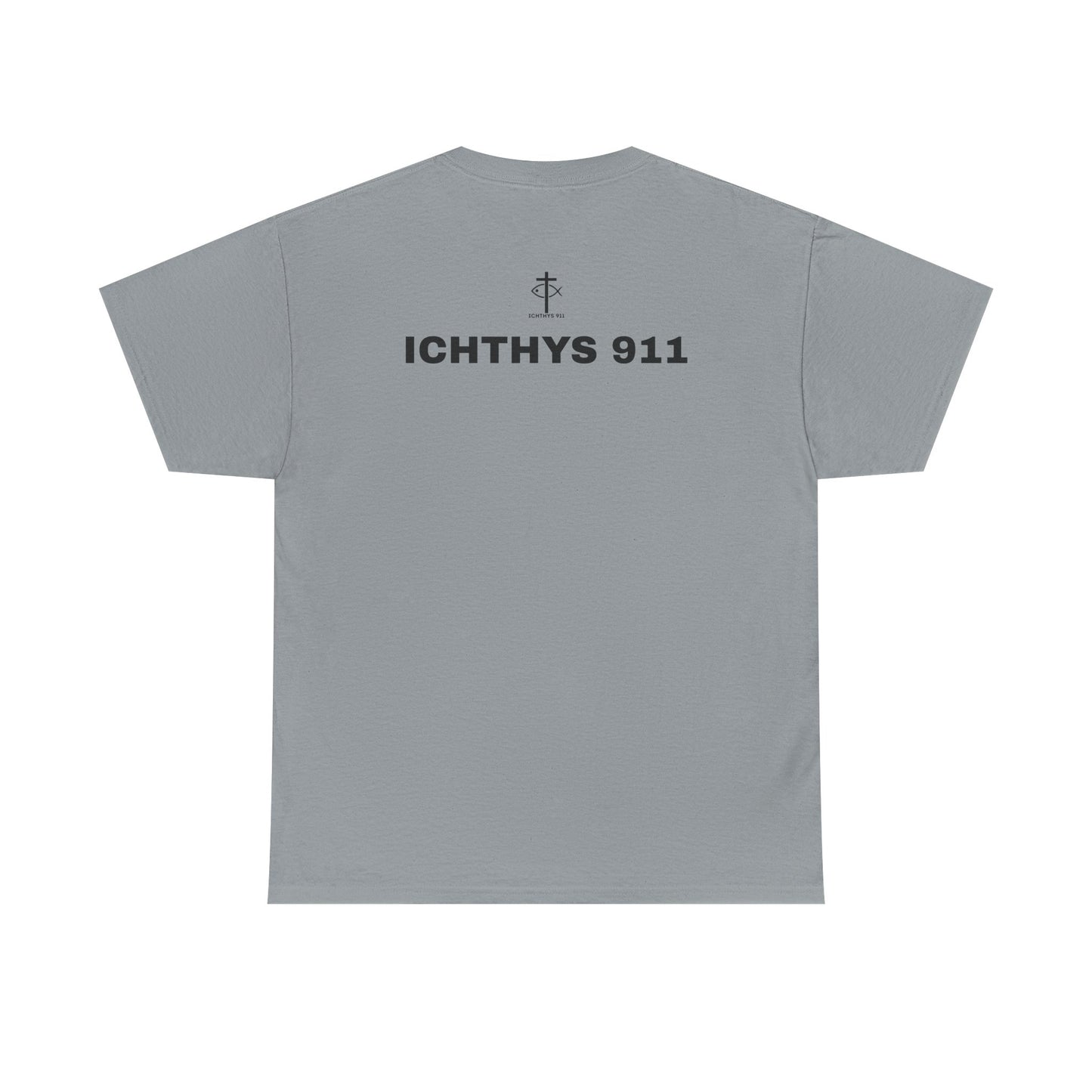 ICHTHYS 911 - "Authentic Design" - Unisex T-Shirt - Heavy Cotton T-Shirt - Jesus Fish - Men's T-Shirt - Women T-Shirt Christian Faith - Unisex Clothing