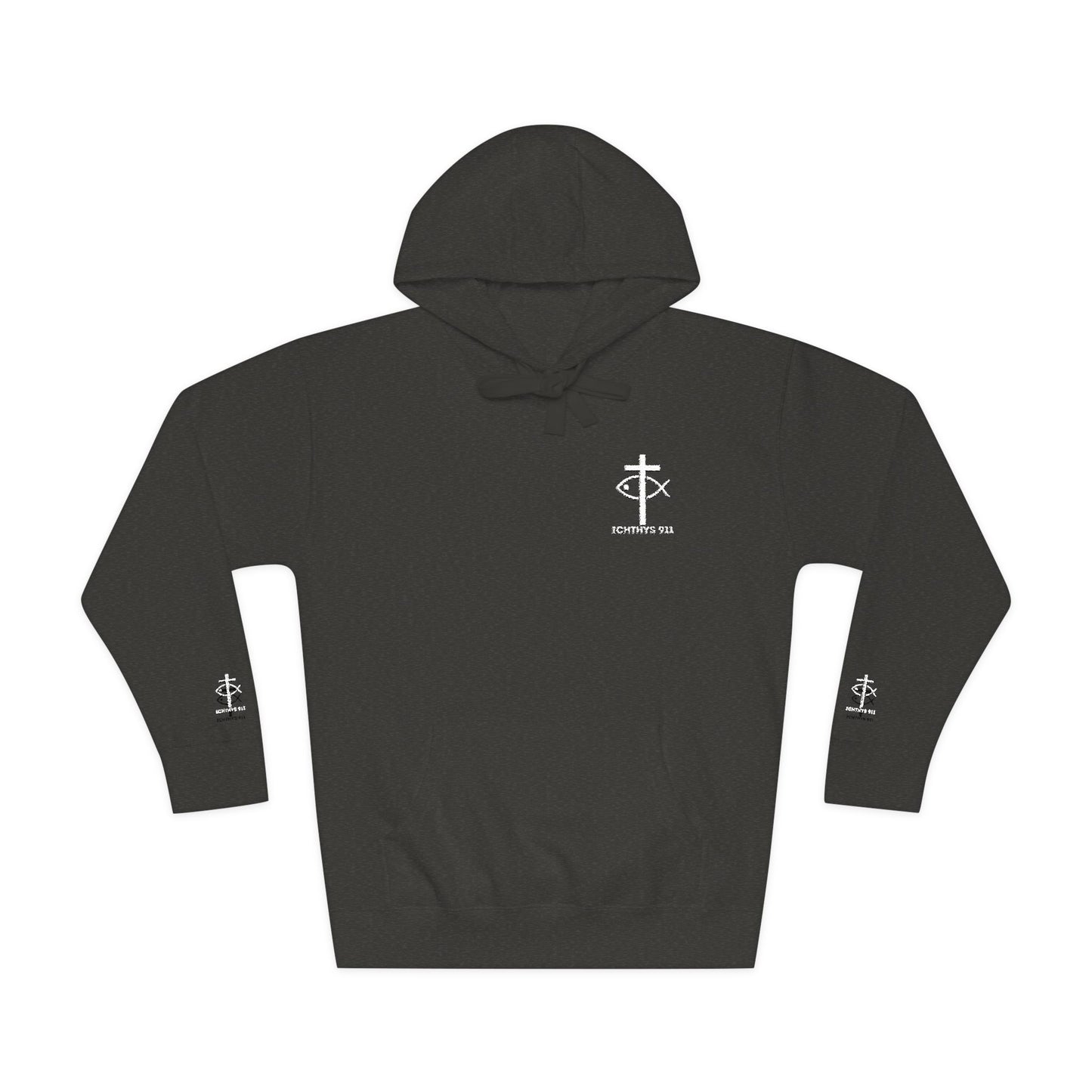 ICHTHYS 911 Embroidery Hoodie Pullover - Unsex - Elevated Embroider Gift for Her or Him - Christian Wear