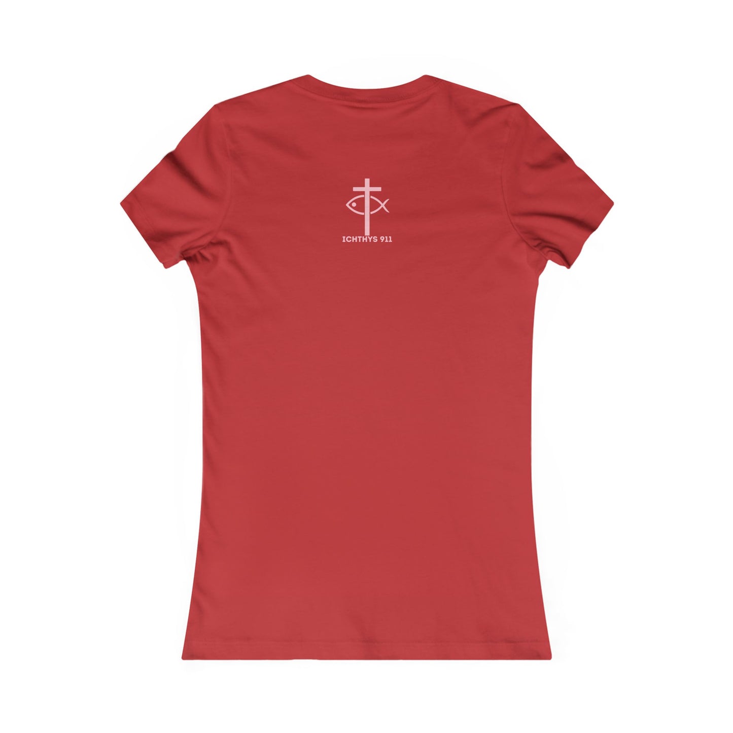 ICHTHYS 911 "Faith Hope Love" Inspirational Women's Favorite Tee - Reverse Design - Love and Positivity Shirt - Slim Fit with Longer Body Length