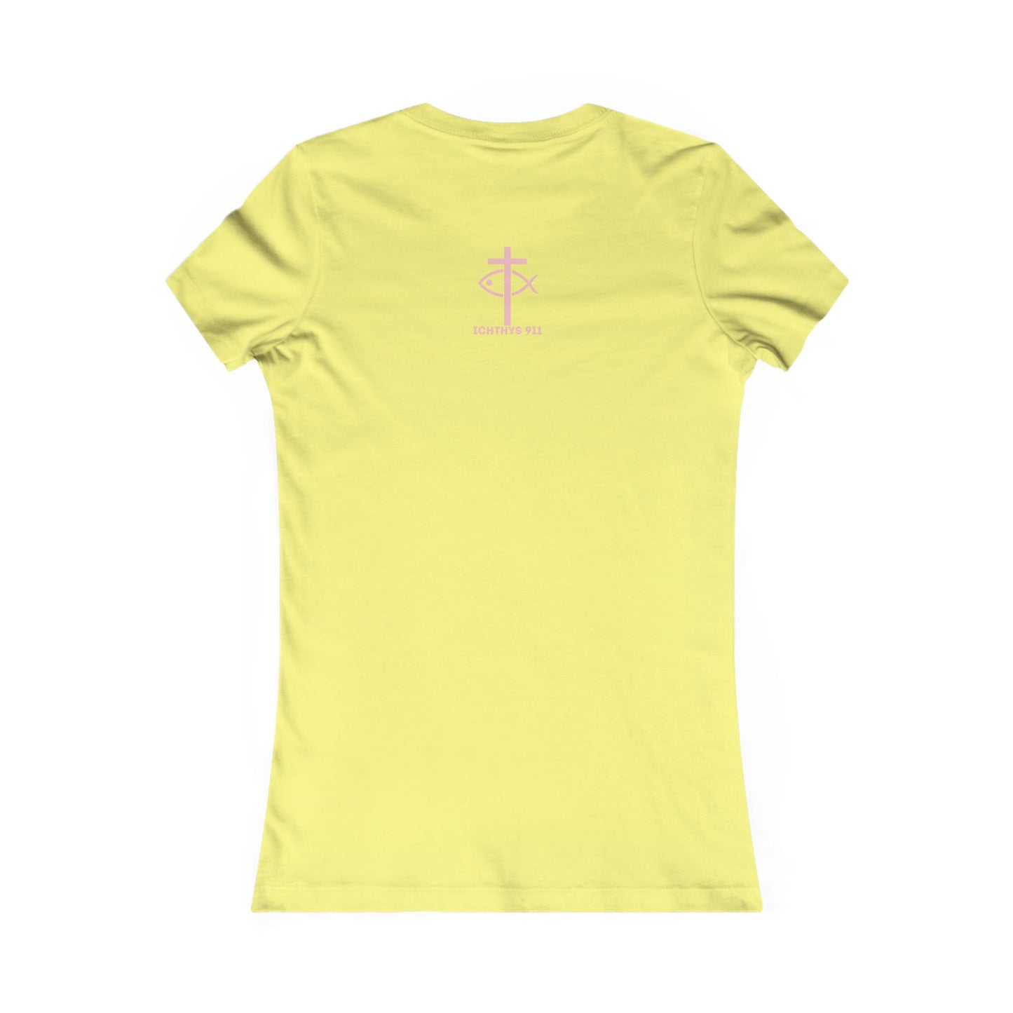 ICHTHYS 911 "Faith Hope Love" Inspirational Women's Favorite Tee - Reverse Design - Love and Positivity Shirt - Slim Fit with Longer Body Length