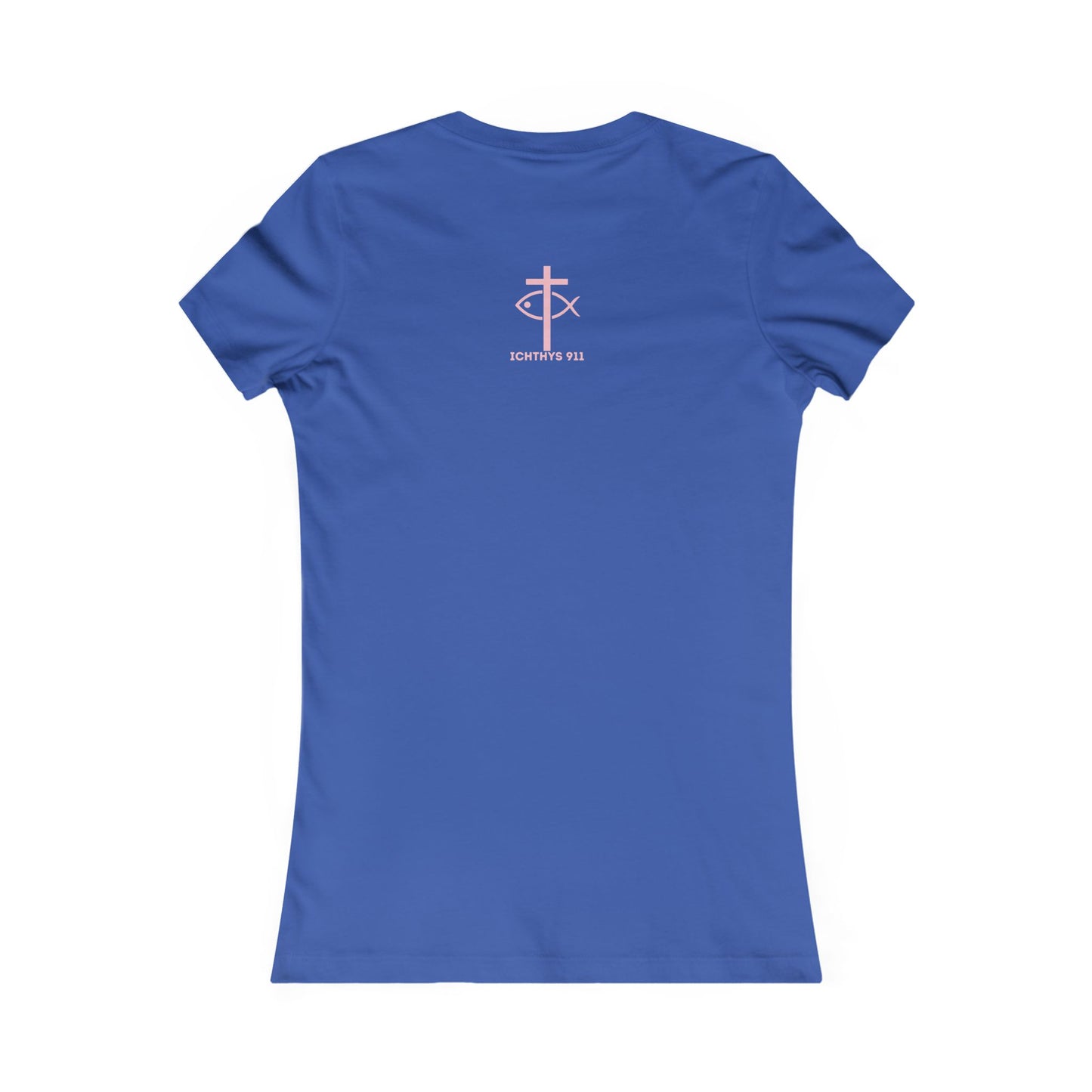 ICHTHYS 911 "Faith Hope Love" Inspirational Women's Favorite Tee - Reverse Design - Love and Positivity Shirt - Slim Fit with Longer Body Length