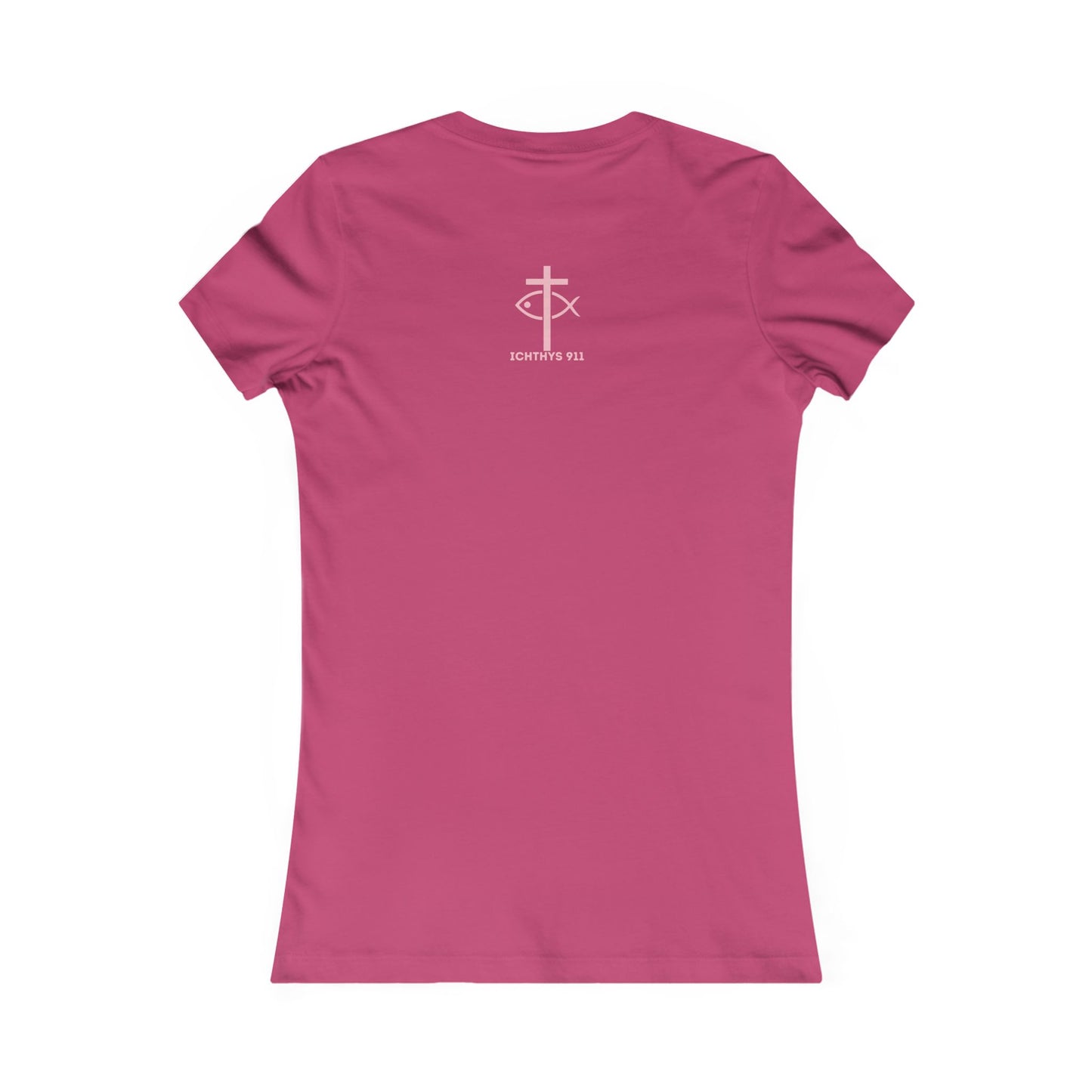 ICHTHYS 911 "Faith Hope Love" Inspirational Women's Favorite Tee - Reverse Design - Love and Positivity Shirt - Slim Fit with Longer Body Length