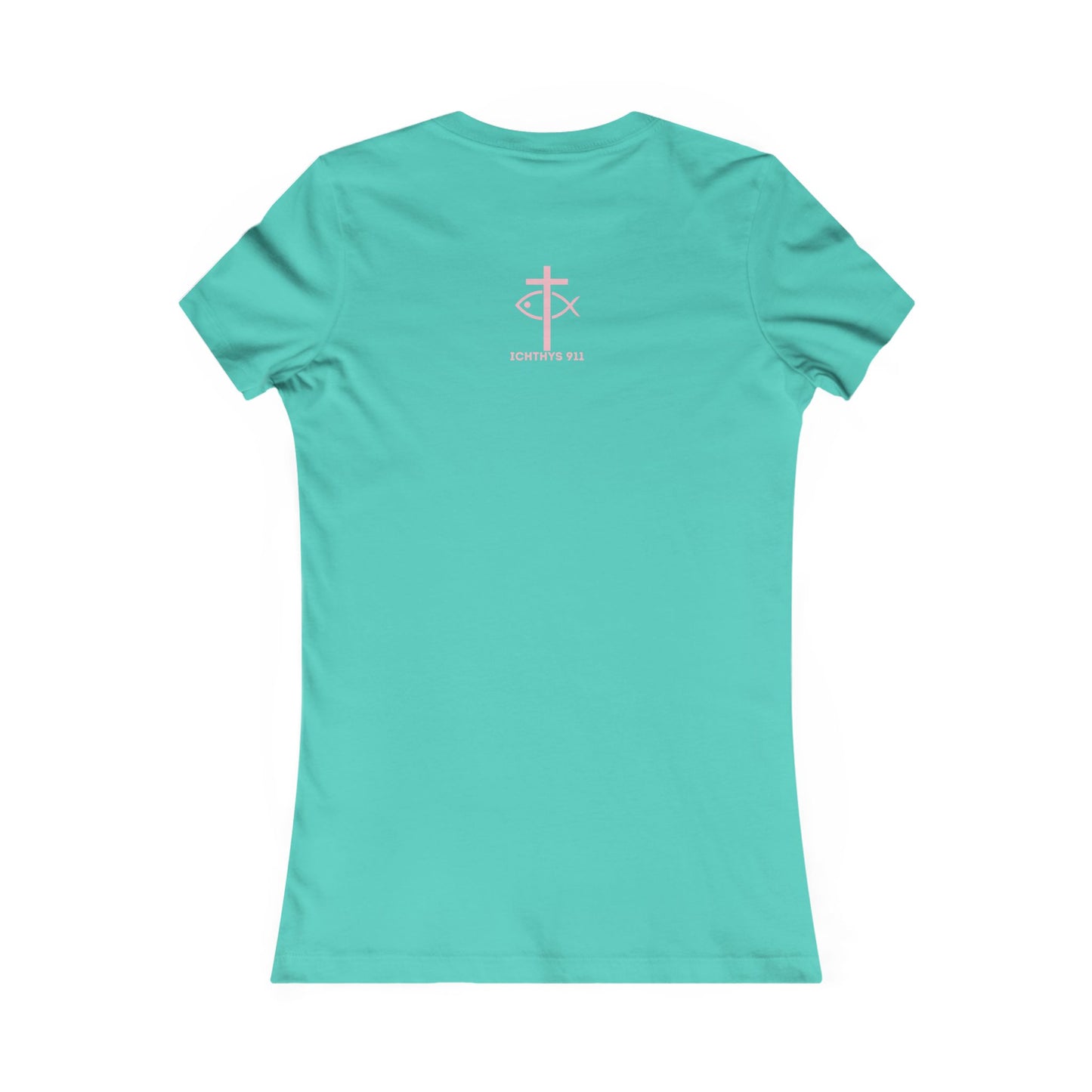ICHTHYS 911 "Faith Hope Love" Inspirational Women's Favorite Tee - Reverse Design - Love and Positivity Shirt - Slim Fit with Longer Body Length
