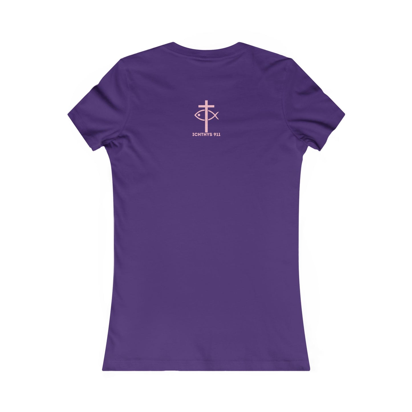 ICHTHYS 911 "Faith Hope Love" Inspirational Women's Favorite Tee - Reverse Design - Love and Positivity Shirt - Slim Fit with Longer Body Length