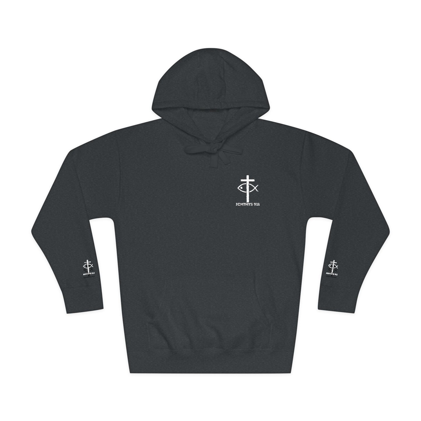 ICHTHYS 911 Embroidery Hoodie Pullover - Unsex - Elevated Embroider Gift for Her or Him - Christian Wear