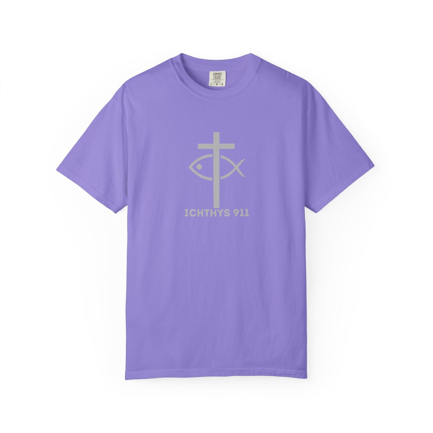 ICHTHYS 911 - "Roll With God Ride With Jesus" - Silver Font - Unisex T- Shirt - Medium Weight 100% Cotton - Summer T - Men T- Shirt - Women T-Shirt - Christian T-Shirt - Love Like Jesus
