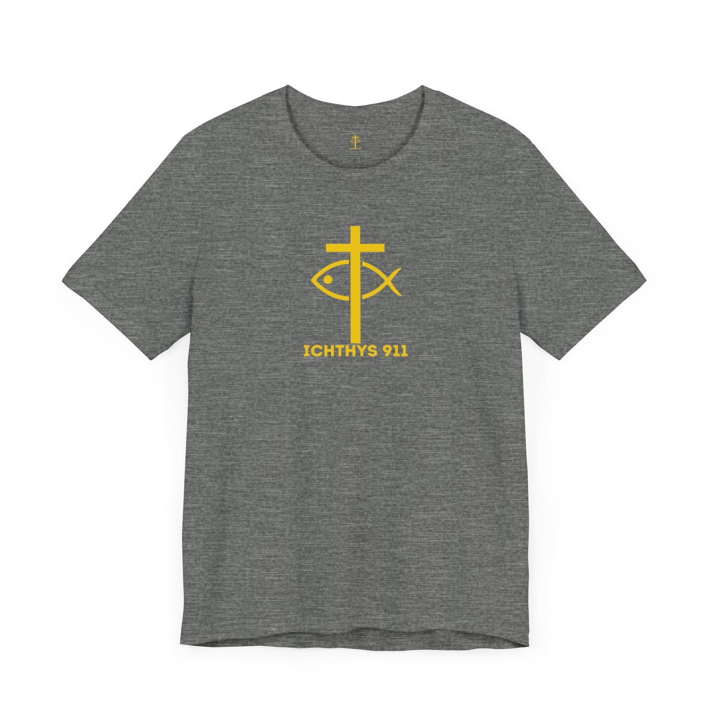 ICHTHYS 911 - "Roll With God Ride With Jesus" - Gold Font - Unisex T- Shirt - Lightweight 100% Cotton - Summer T - Arm Form Fitting - Men T- Shirt - Women T-Shirt - Christian T-Shirt