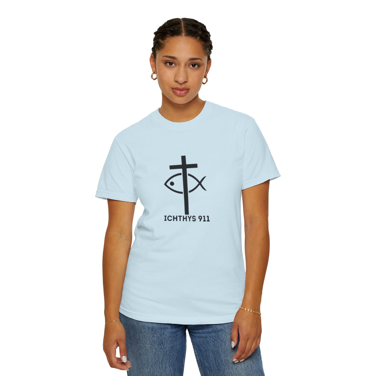 "13th Disciple" - Collection - Unisex - Women T- Shirt - Men T-Shirt - Christian Garment-Dyed T-Shirt - Faith Fashion - ICHTHYS 911 - Black Font