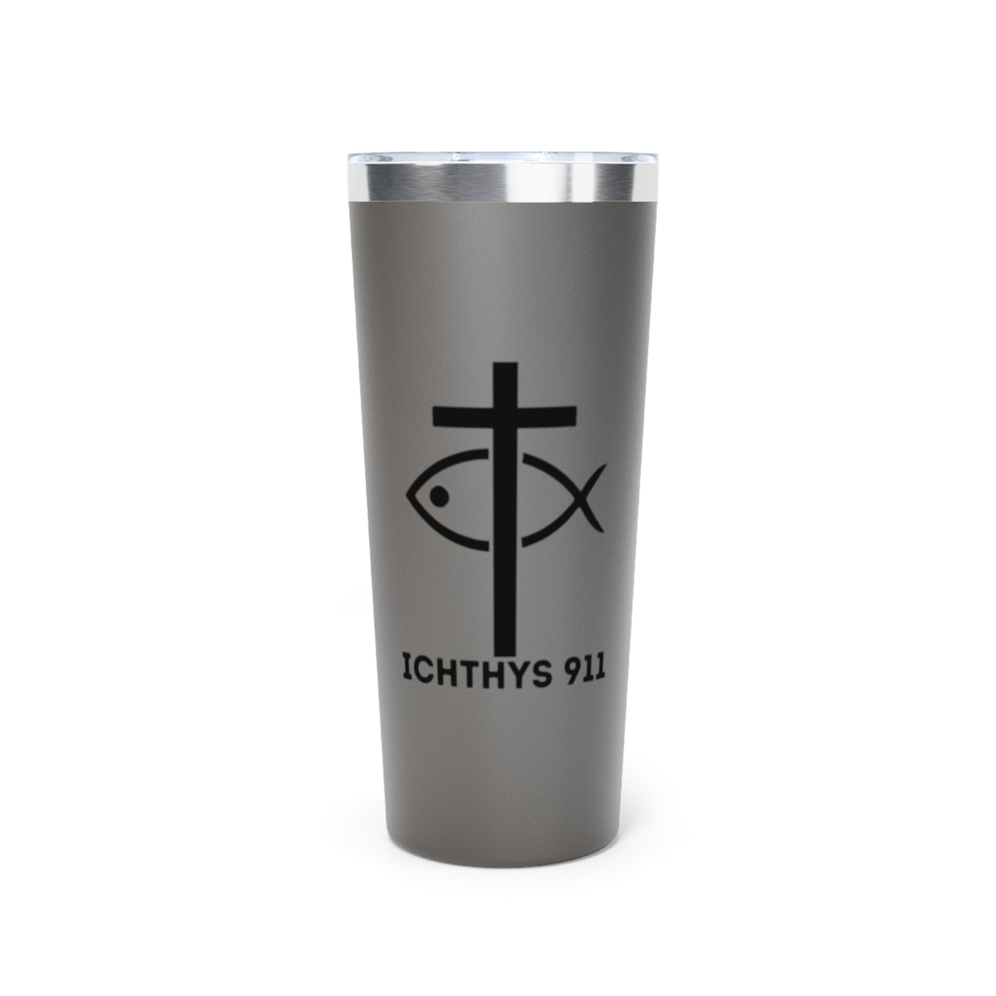 Faith-Inspired Copper Vacuum Insulated Tumbler - 22oz with ICHTHYS 911 Design