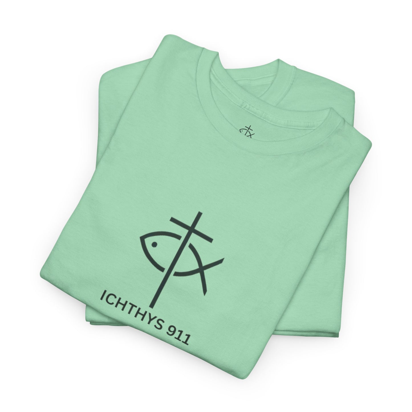 ICHTHYS 911 - "Authentic Design" - Unisex T-Shirt - Heavy Cotton T-Shirt - Jesus Fish - Men's T-Shirt - Women T-Shirt Christian Faith - Unisex Clothing