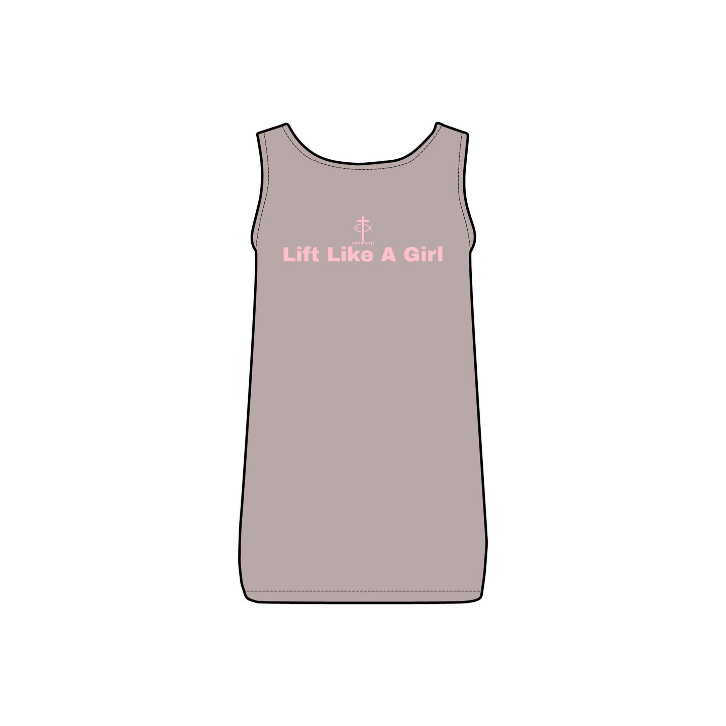 Lift Like A Girl - Comfortable Women's Micro Ribbed Tank with Inspirational Design - Slim fit - Featuring exclusive ICHTHYS 911 Logo
