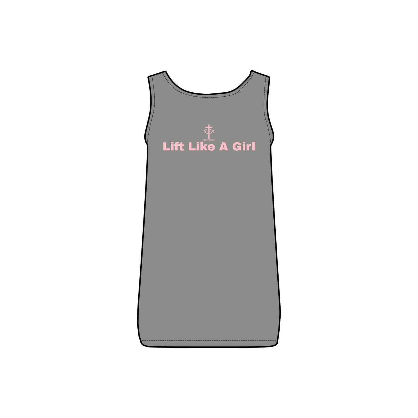 Lift Like A Girl - Comfortable Women's Micro Ribbed Tank with Inspirational Design - Slim fit - Featuring exclusive ICHTHYS 911 Logo