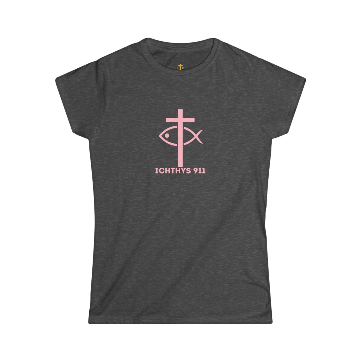 ICHTHYS 911 - "Roll With God Ride With Jesus" - Pink Font - Faith-Inspired Women's Tee - Summer Light T-Shirt - Wear Your Faith - Soft style Tee - Women T-Shirt