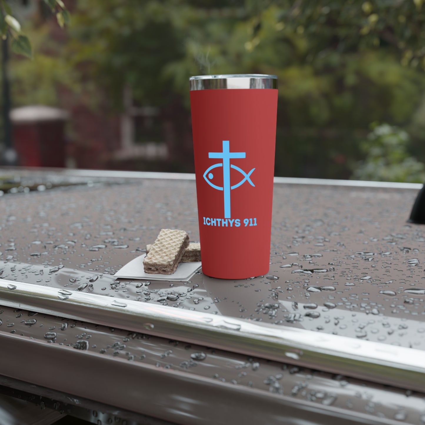 Faith-Inspired Copper Vacuum Insulated Tumbler - 22oz with ICHTHYS 911 Design