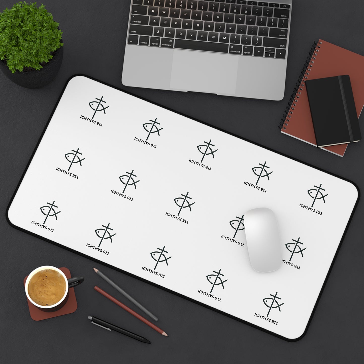 Personalized Black Desk Mat with Monogram Design - Stylish Office Accessory for Creatives