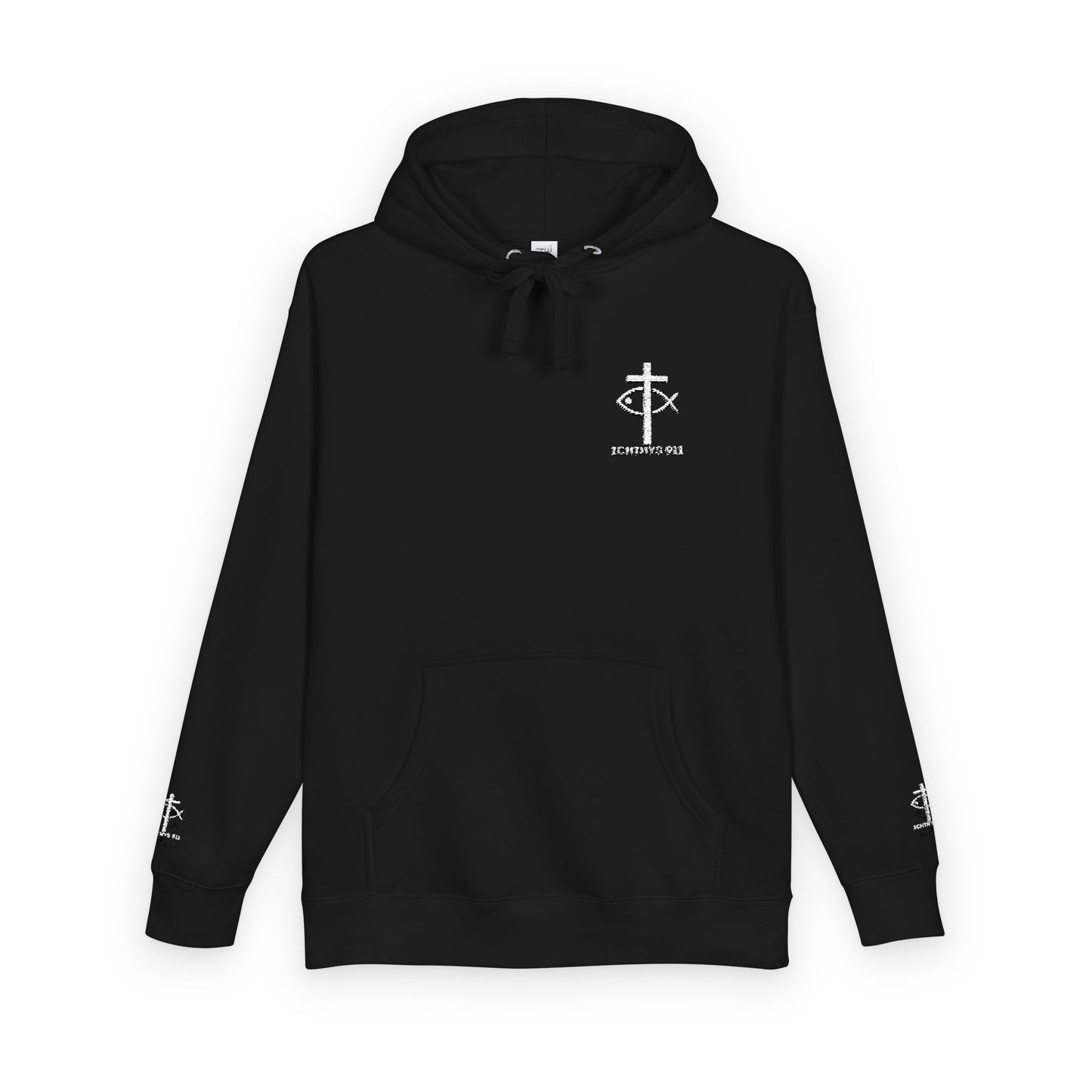 ICHTHYS 911 Embroidery Hoodie Pullover - Unsex - Elevated Embroider Gift for Her or Him - Christian Wear