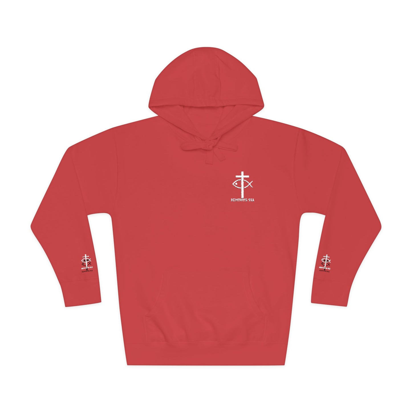 ICHTHYS 911 Embroidery Hoodie Pullover - Unsex - Elevated Embroider Gift for Her or Him - Christian Wear