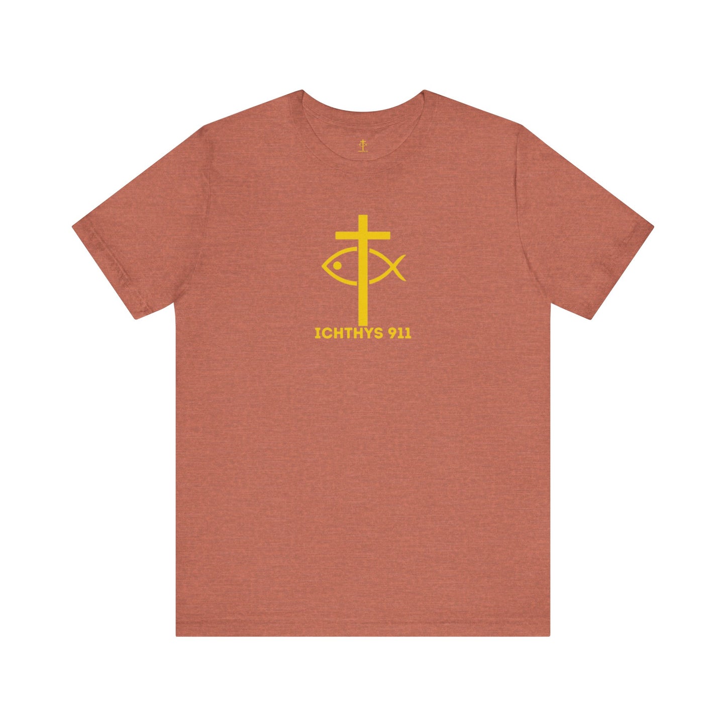 ICHTHYS 911 - "Roll With God Ride With Jesus" - Gold Font - Unisex T- Shirt - Lightweight 100% Cotton - Summer T - Arm Form Fitting - Men T- Shirt - Women T-Shirt - Christian T-Shirt