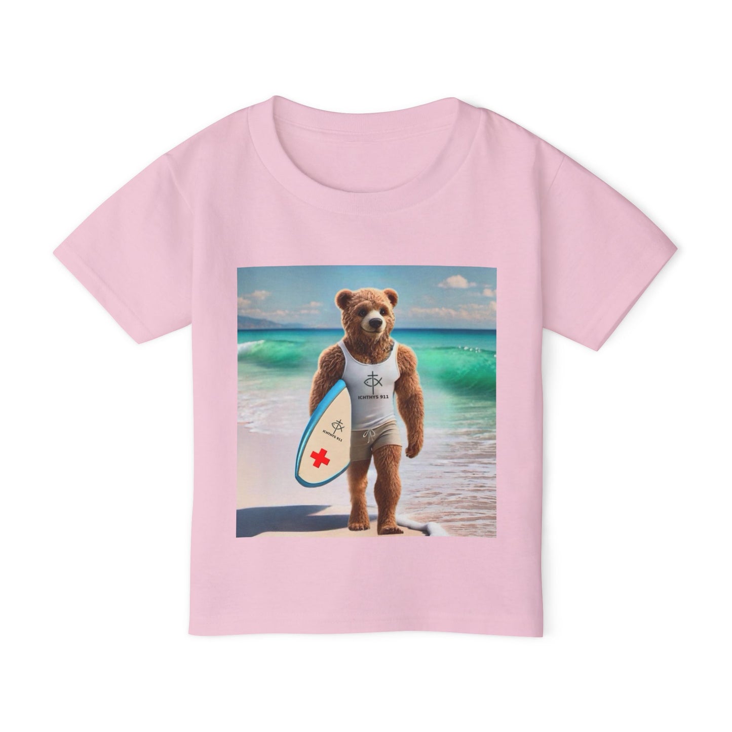 ICHTHYS 911 "Surf Bear" - Toddler T-Shirt - Cool Summer Tee - Match Mom and Dad For Vacation - Family T-Shirt