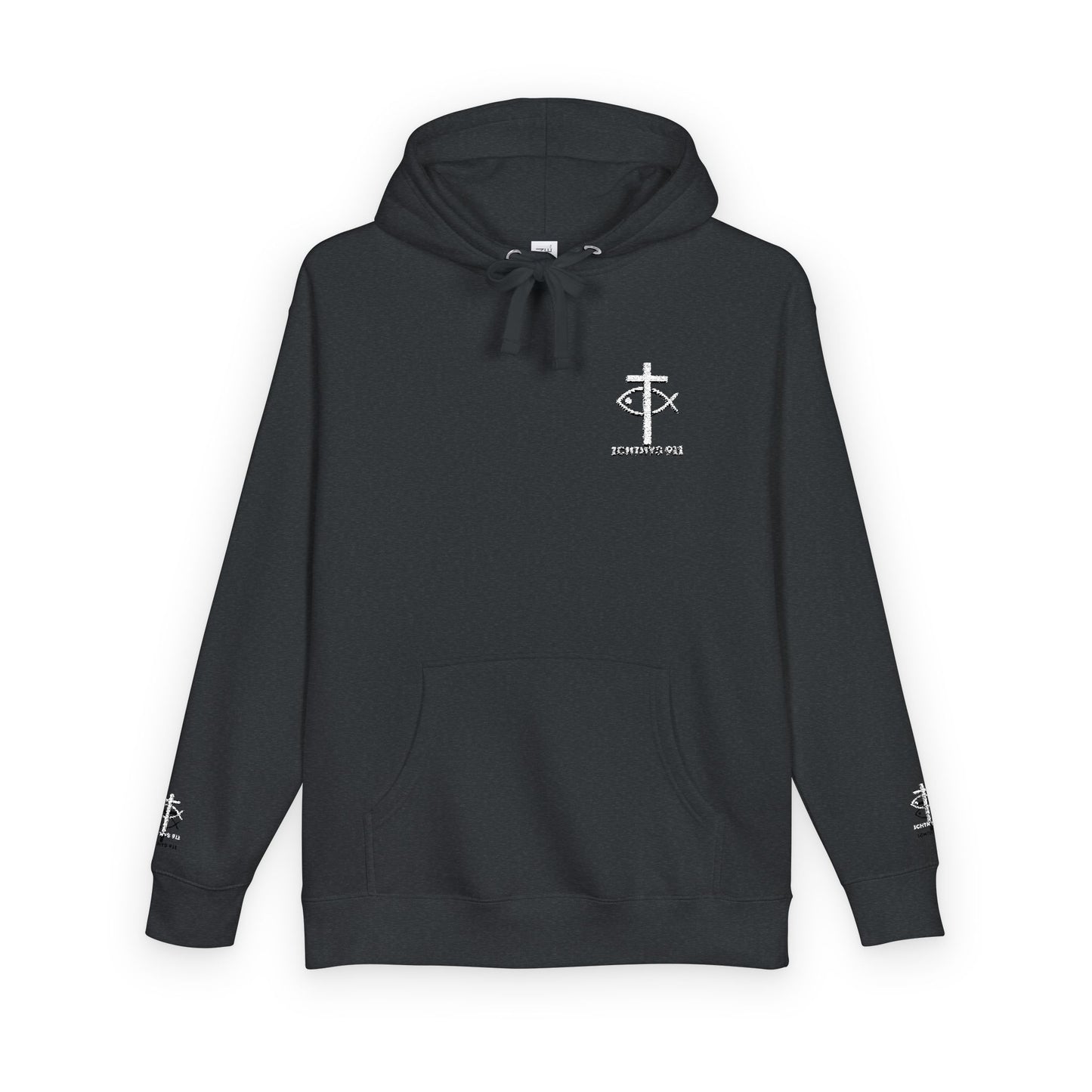 ICHTHYS 911 Embroidery Hoodie Pullover - Unsex - Elevated Embroider Gift for Her or Him - Christian Wear