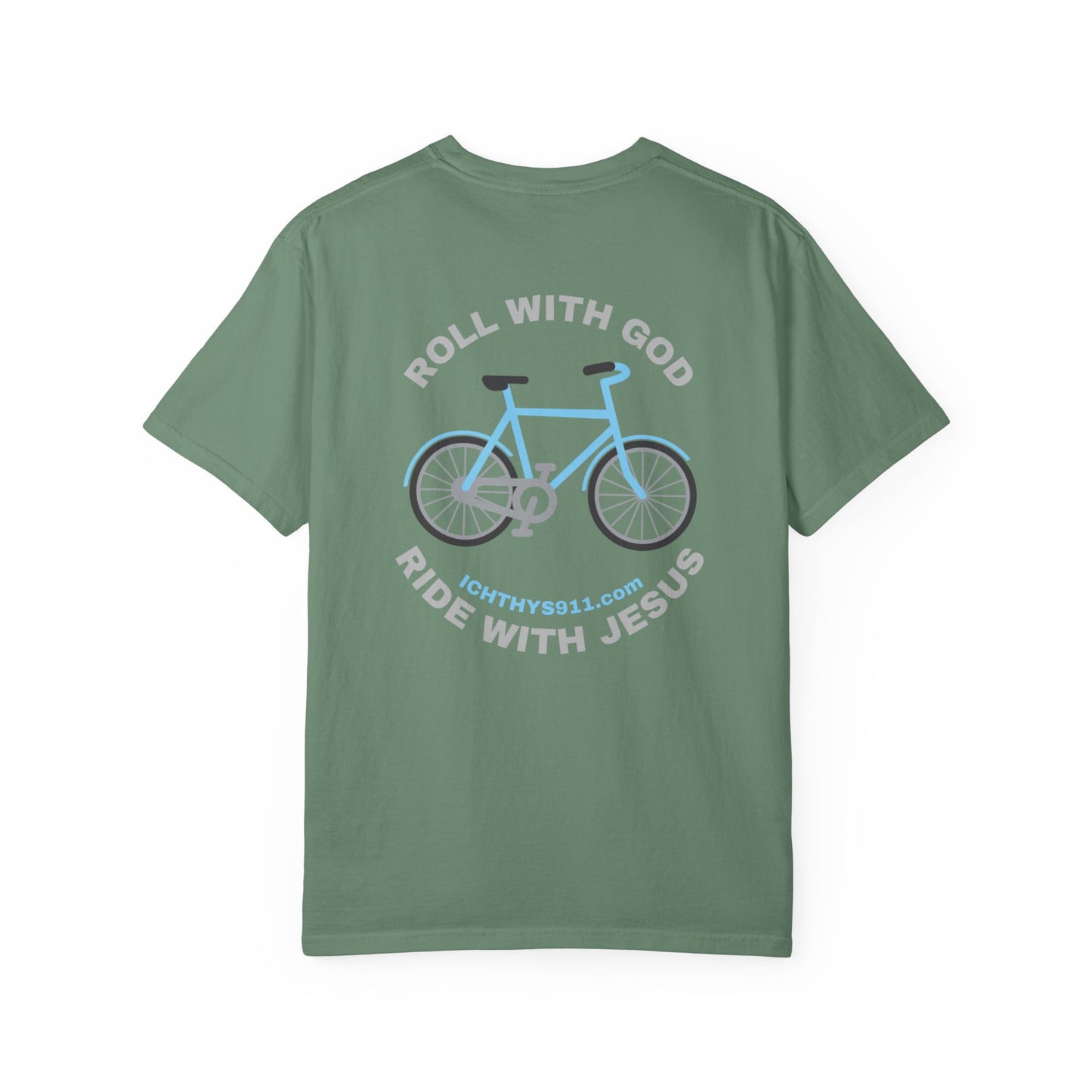 ICHTHYS 911 - "Roll With God Ride With Jesus" - Silver Font - Unisex T- Shirt - Medium Weight 100% Cotton - Summer T - Men T- Shirt - Women T-Shirt - Christian T-Shirt - Love Like Jesus