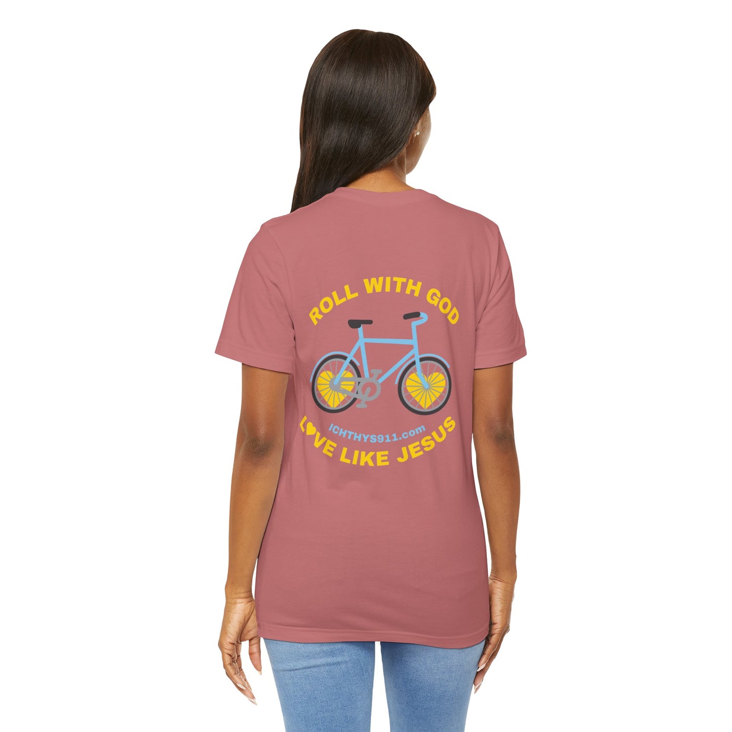 "Roll With God" - Unisex T- Shirt - Lightweight 100% Cotton - Summer T - Arm Form Fitting - Men T- Shirt - Women T-Shirt - Christian T-Shirt - Love Like Jesus - ICHTHYS 911 Design