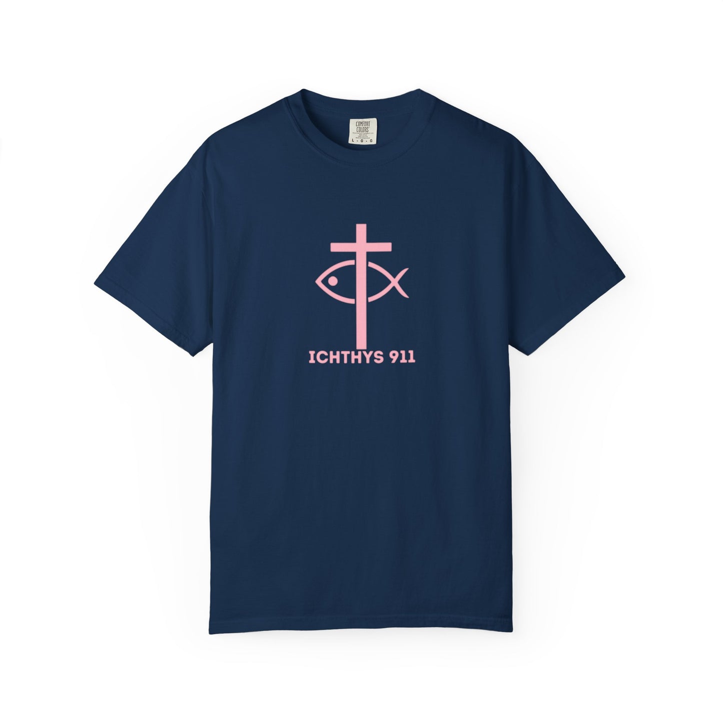 13th Disciple Collection - Christian Streetwear T-Shirt – Jesus Gym & Faith Fashion, Unisex Garment-Dyed T-Shirt Soft Pink Font - Men T-Shirt, Women T-shirt, ICHTHYS 911